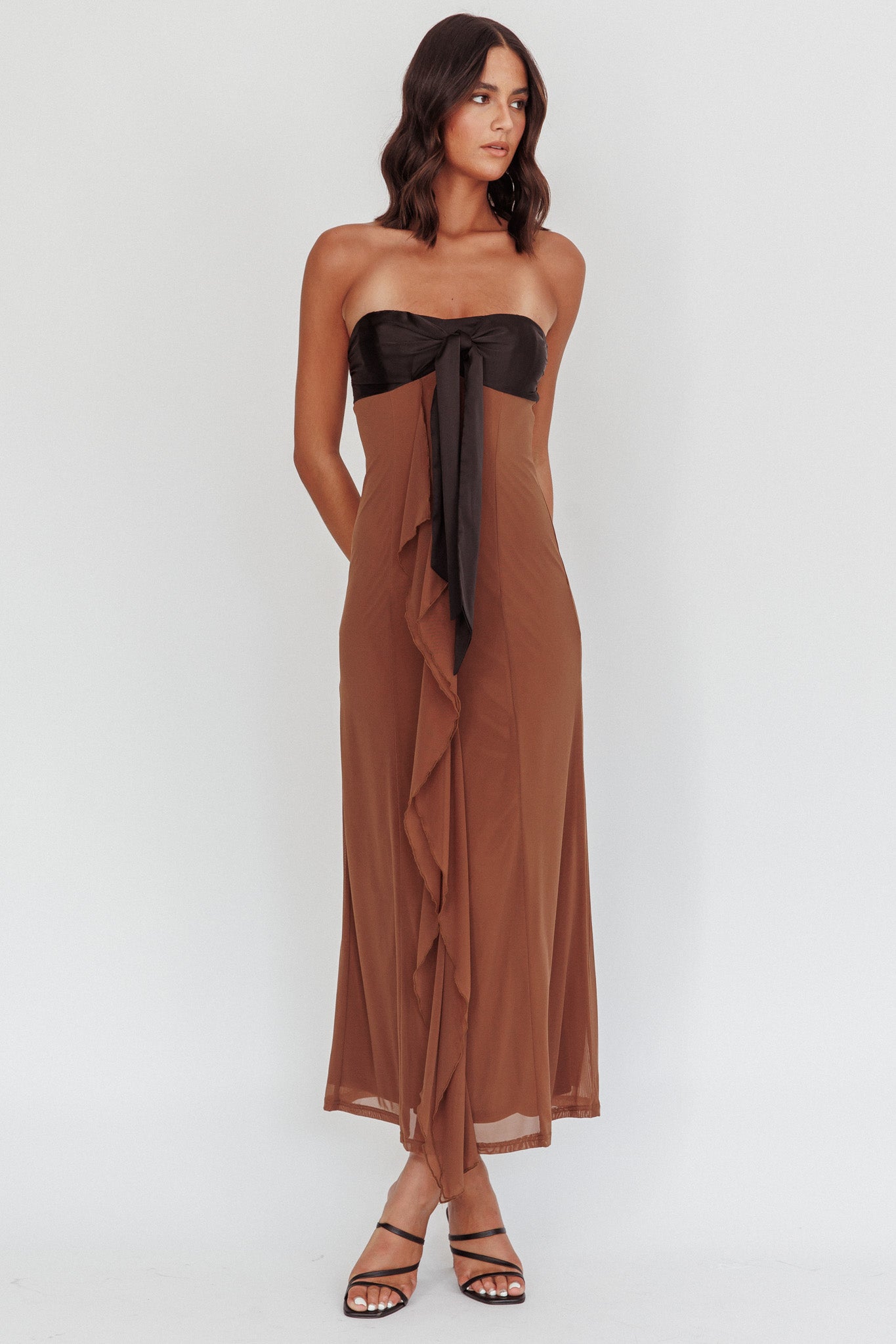 Keep Her Wild Strapless Tied Bust Dress Cedar-Maymioy