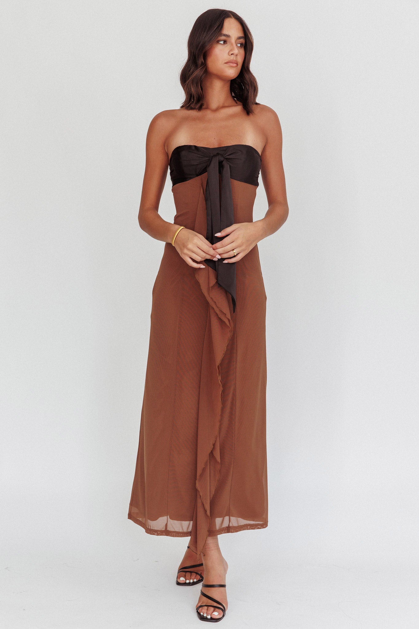 Keep Her Wild Strapless Tied Bust Dress Cedar-Maymioy