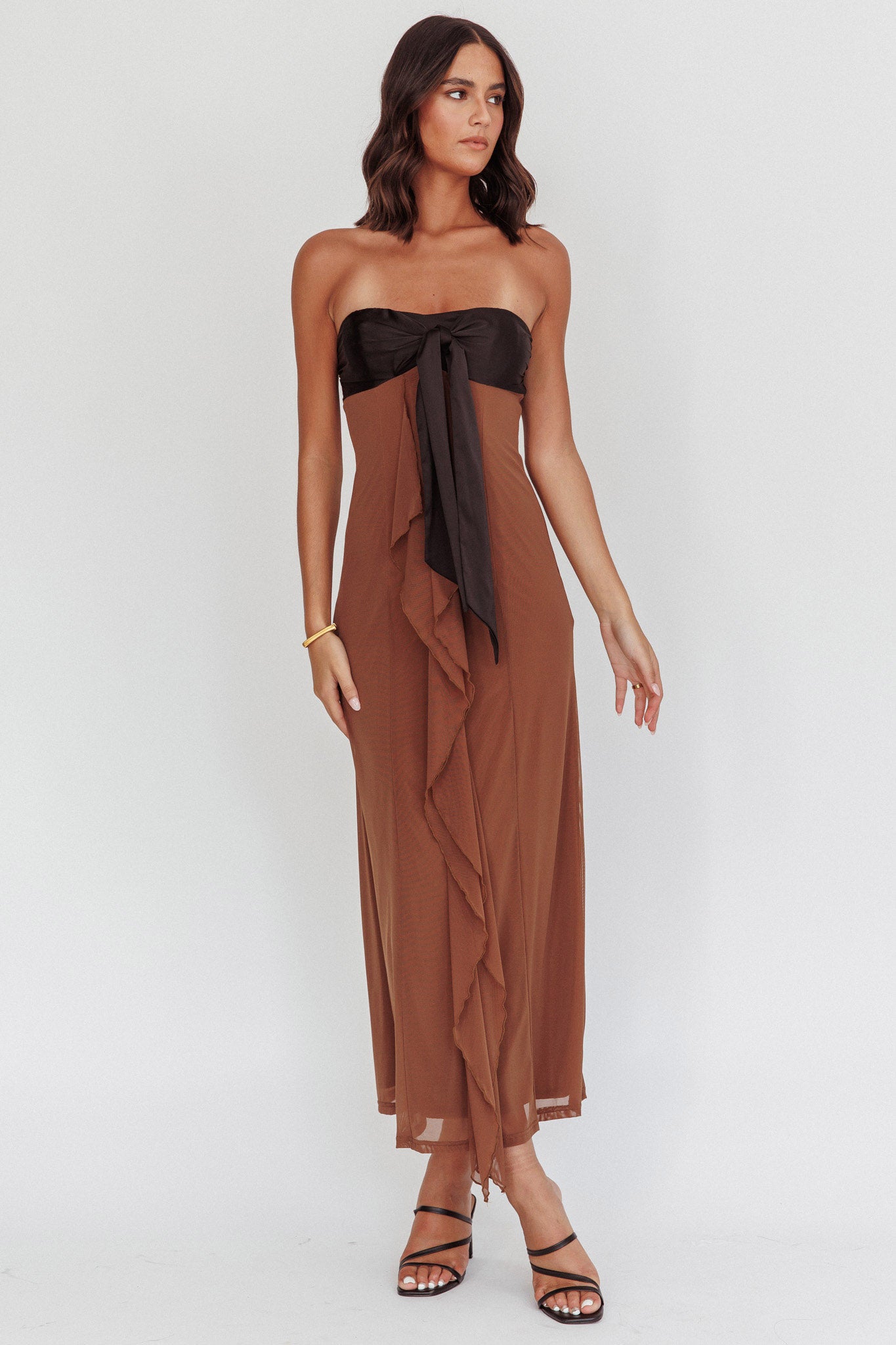 Keep Her Wild Strapless Tied Bust Dress Cedar-Maymioy