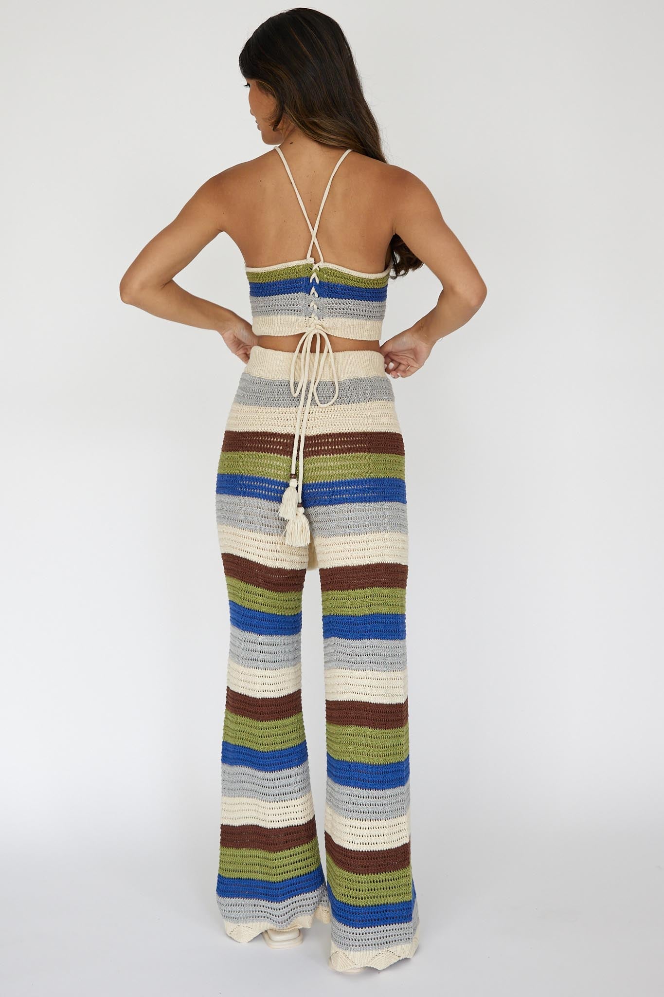 Dream Believer Crochet Pants Stripe Blue Multi-Maymioy