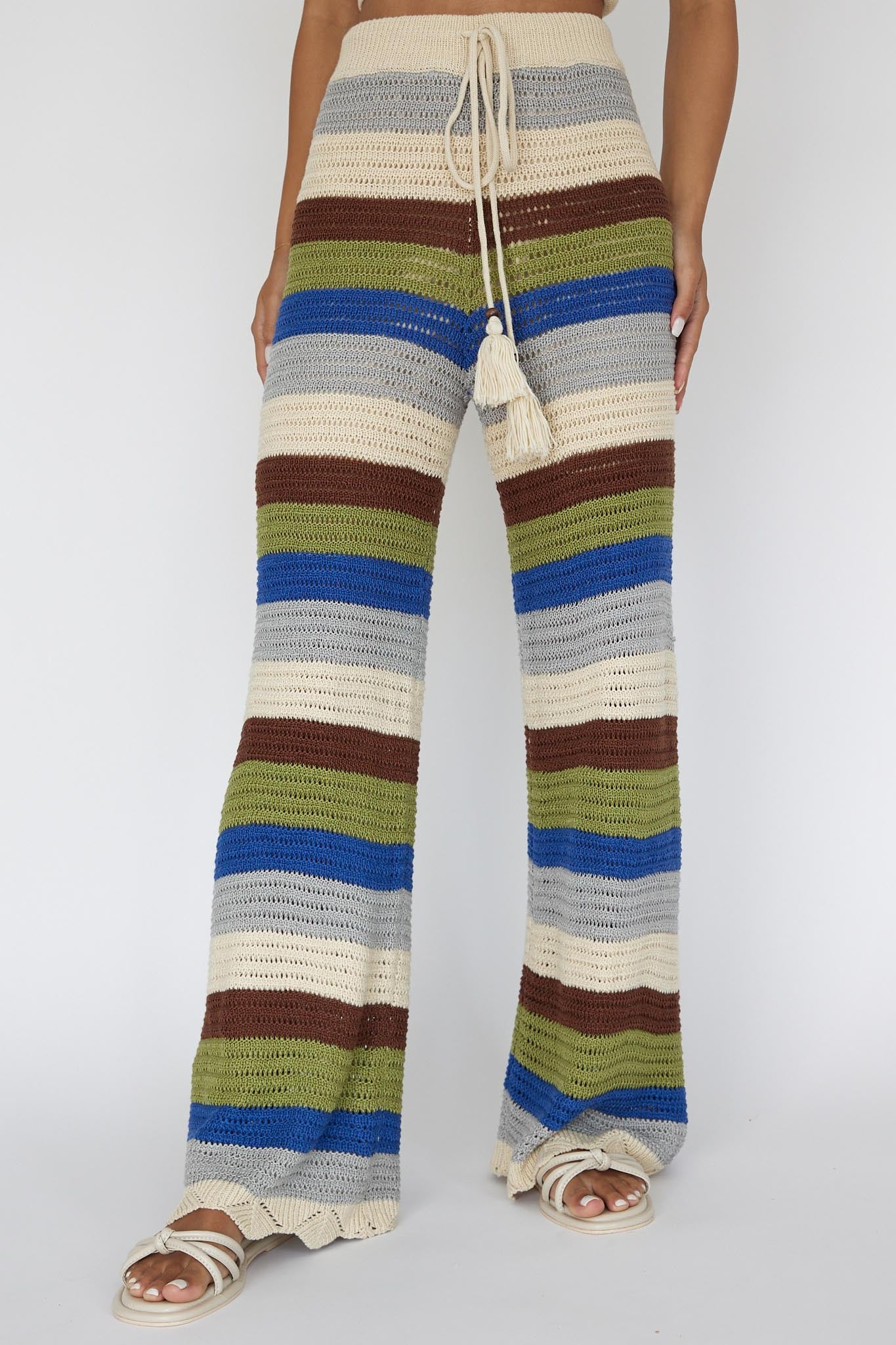 Dream Believer Crochet Pants Stripe Blue Multi-Maymioy