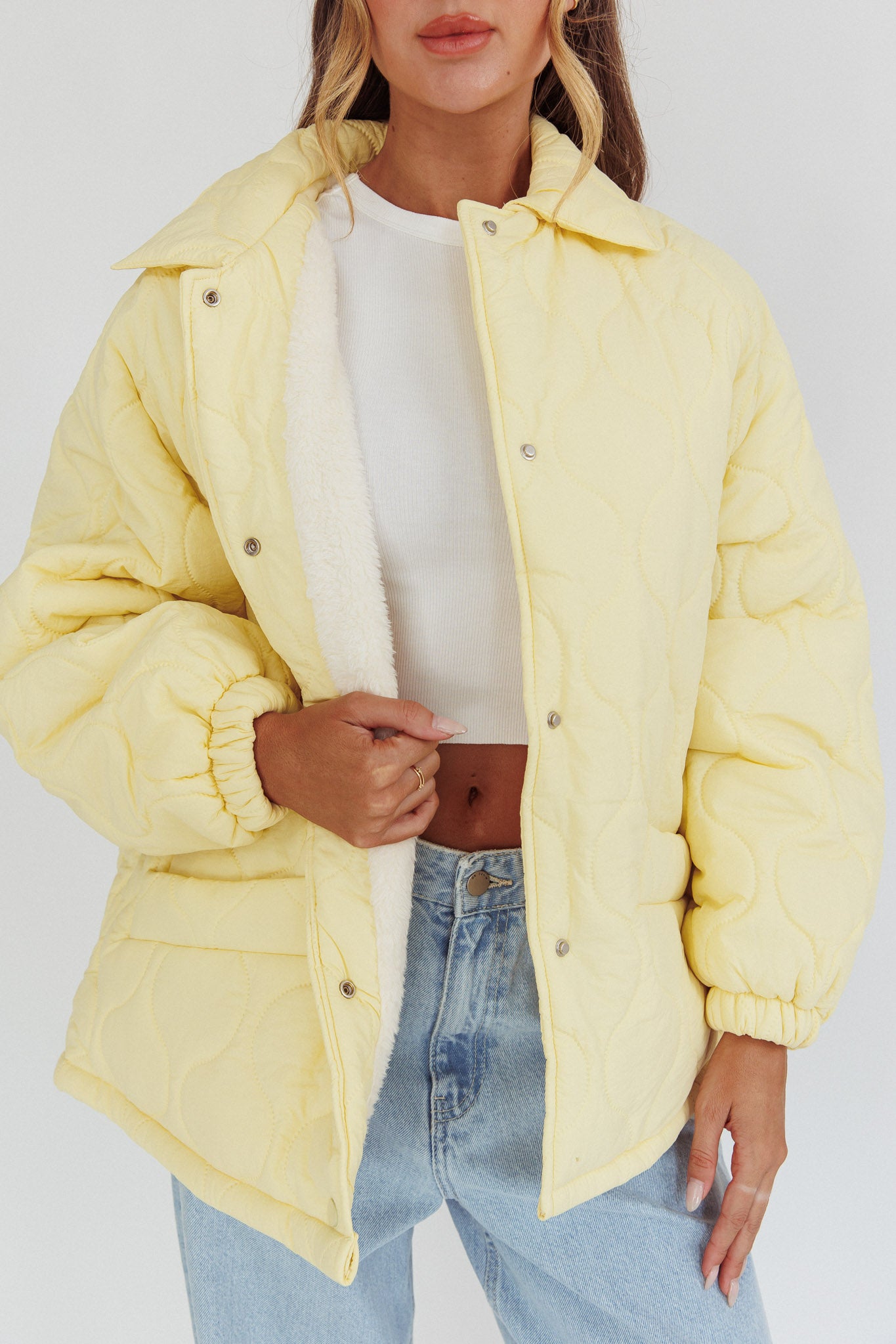By The Fireplace Quilted Puffer Jacket Butter-Maymioy