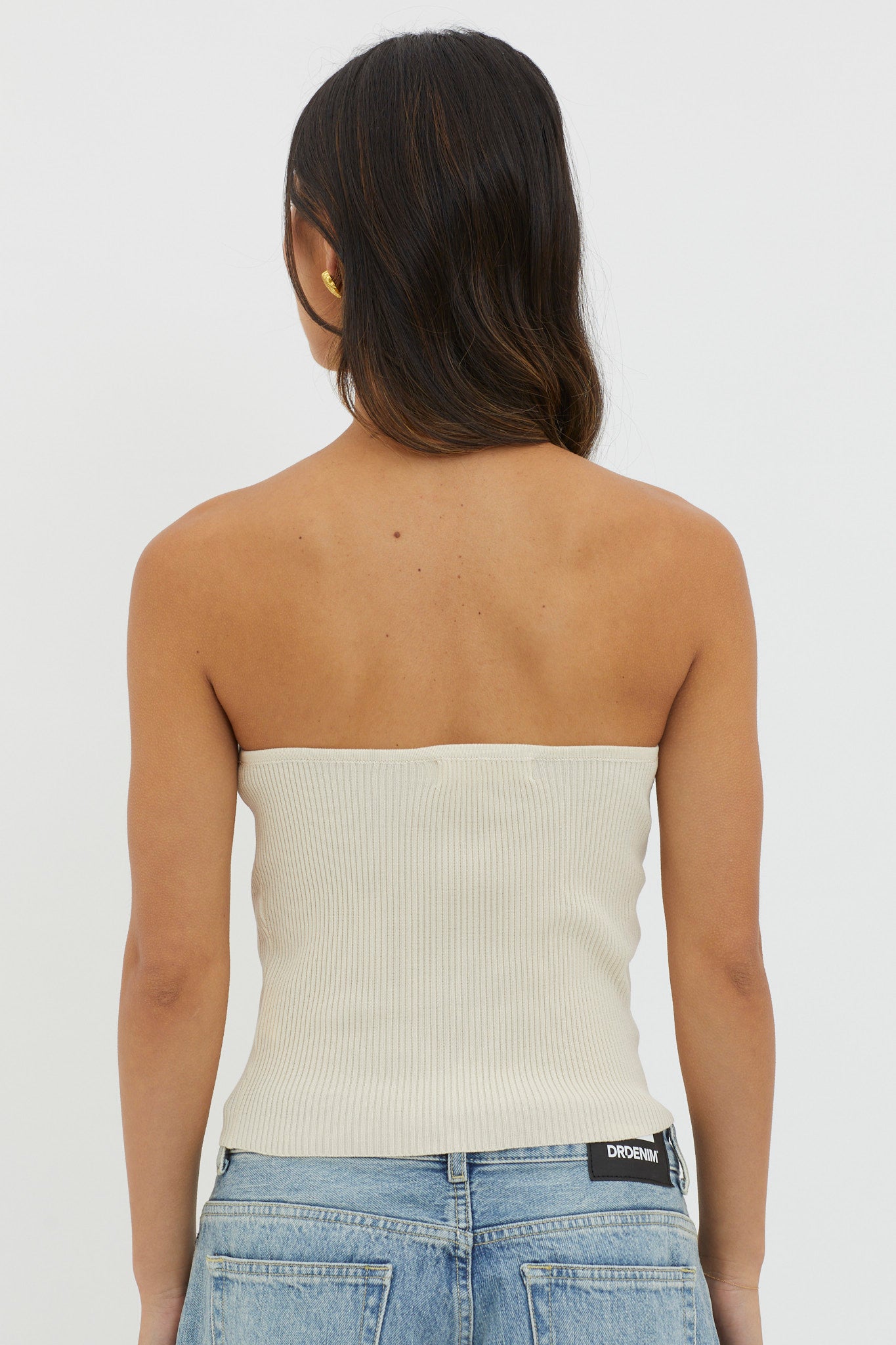 Flora Strapless Knit Top Cream-Maymioy
