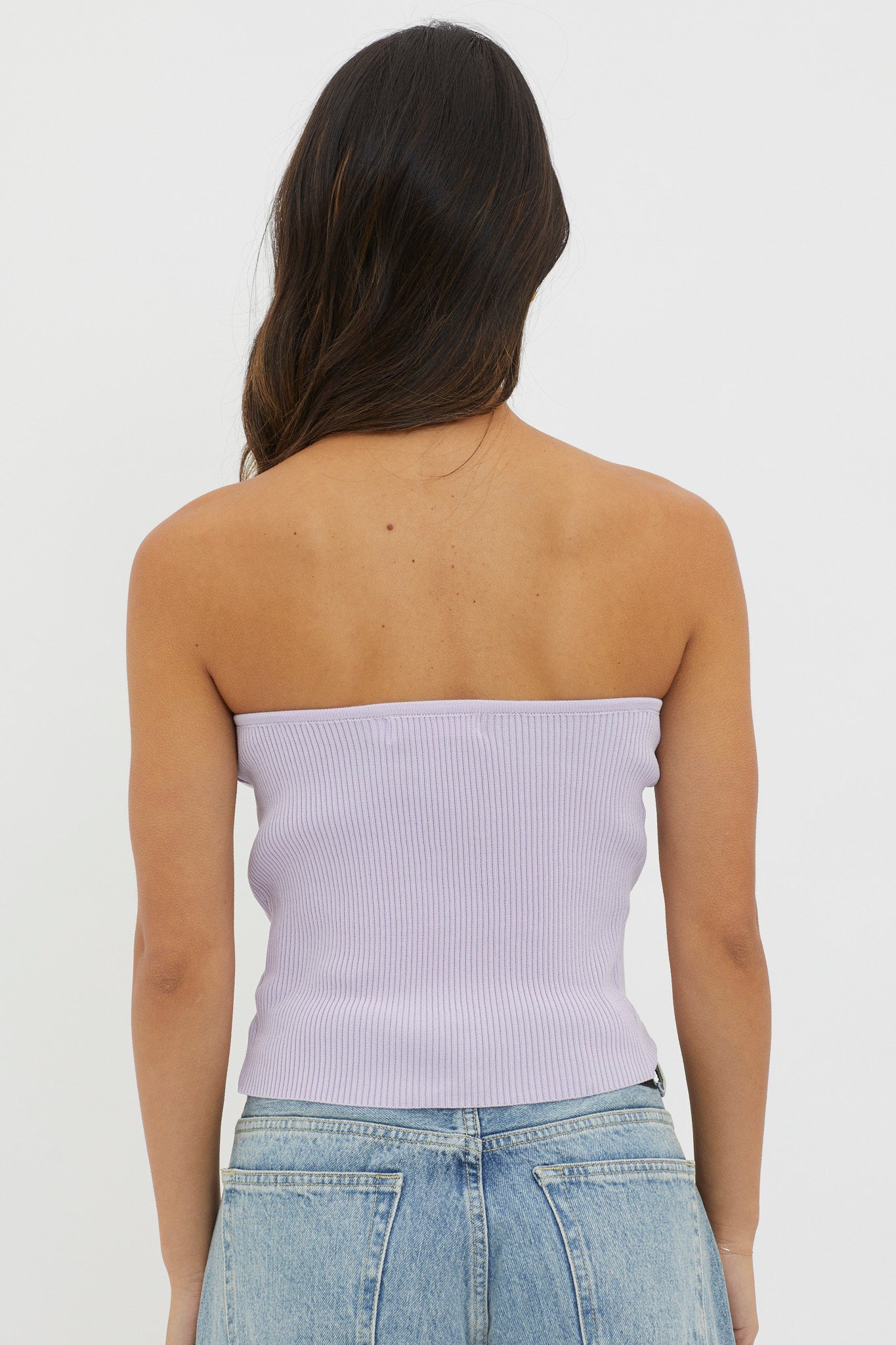 Flora Strapless Knit Top Lilac-Maymioy
