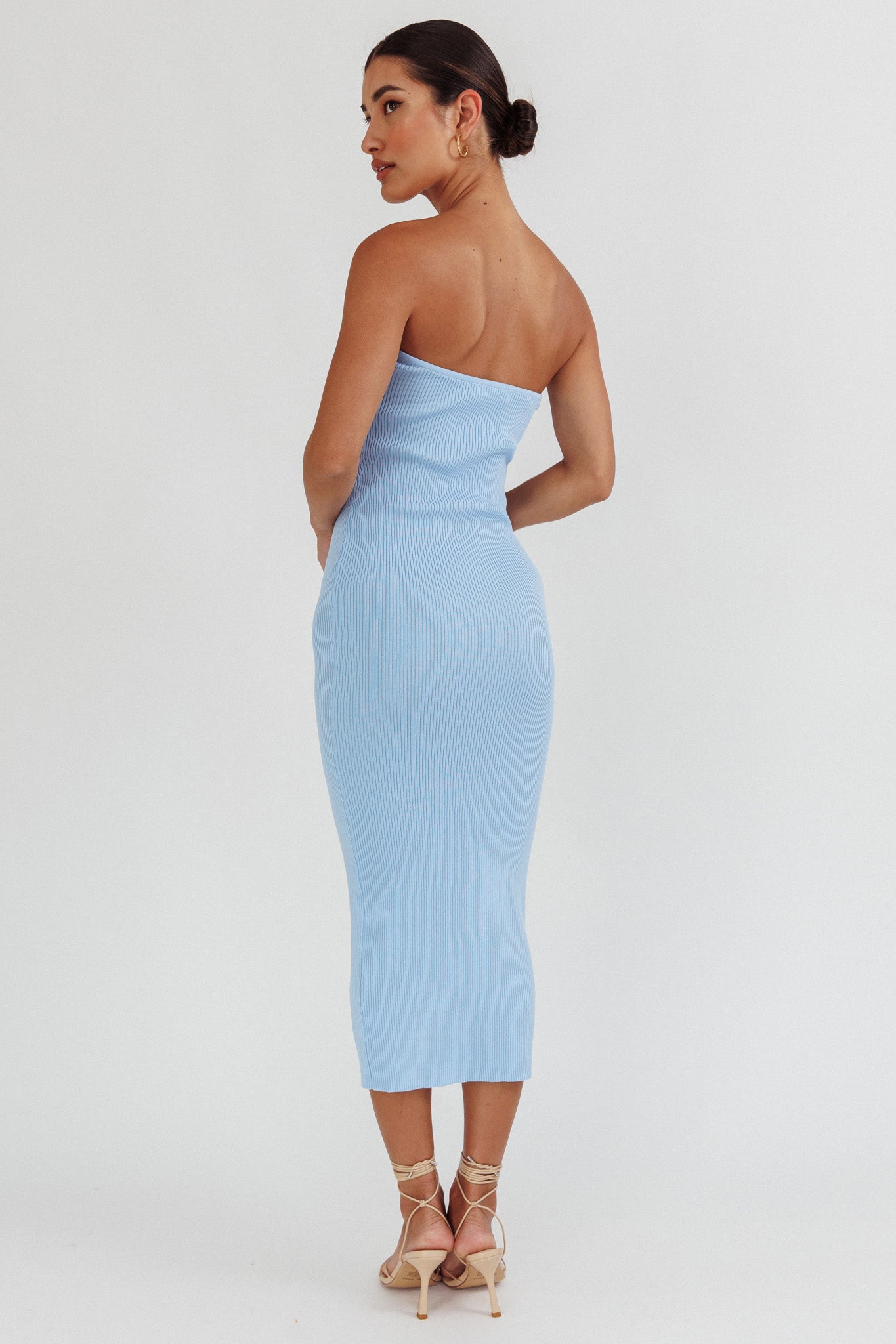 Real Talk Sweetheart Neckline Midi Dress Blue-Maymioy