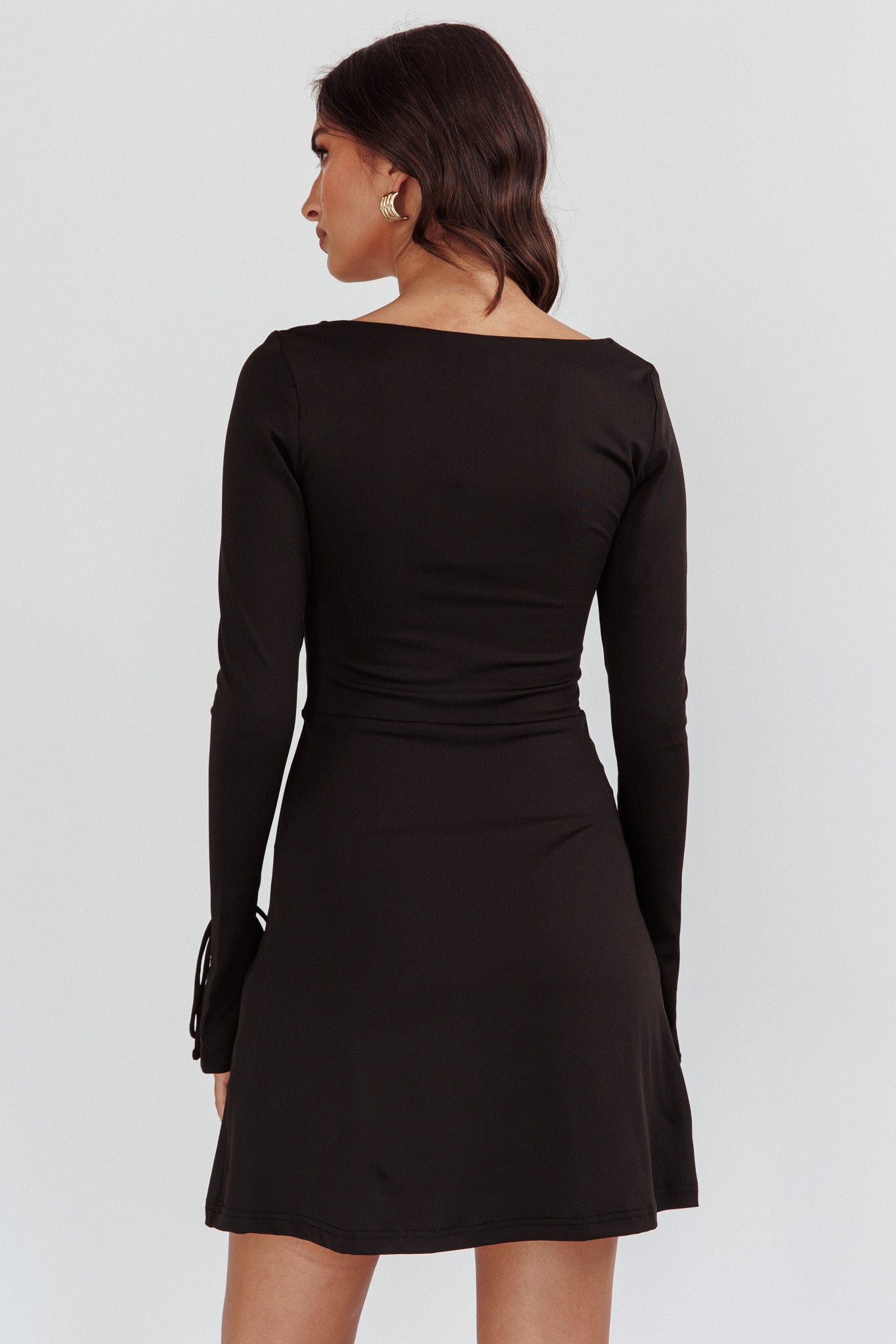 Safe Keeping Long Sleeve Mini Dress Black-Maymioy
