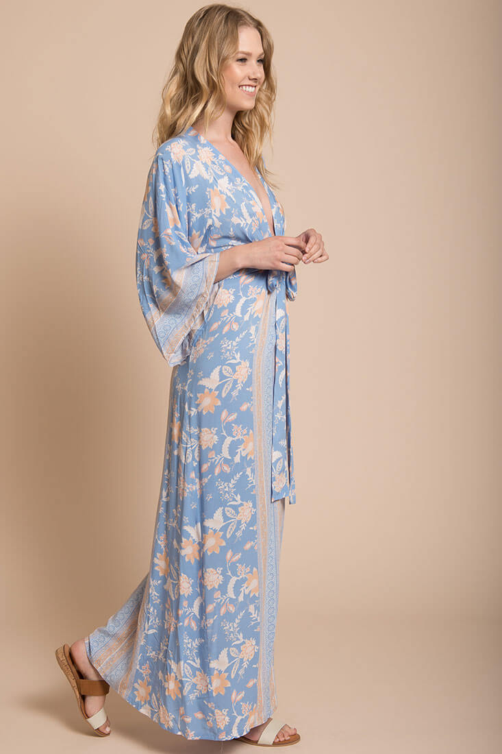 Kira Kimono Maxi Dress Blue-Maymioy