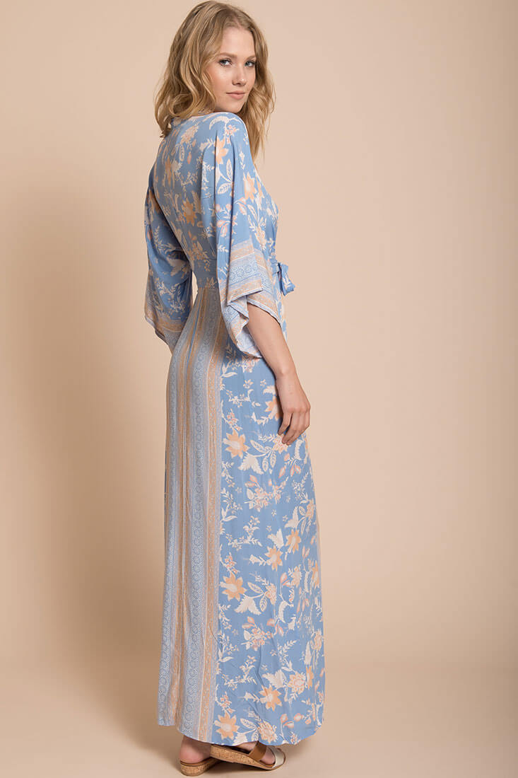 Kira Kimono Maxi Dress Blue-Maymioy