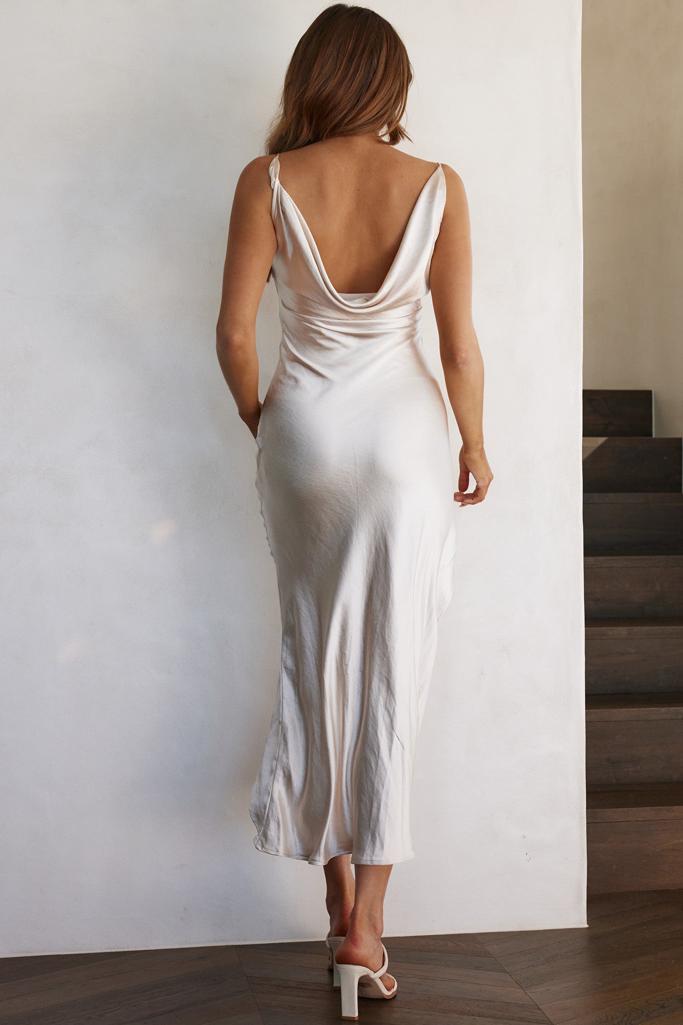 Hollywood Heartthrob Ruched Split Dress Champagne-Maymioy