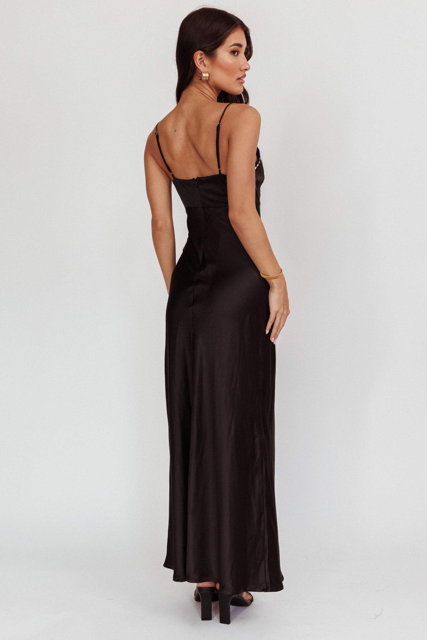 Sharla Bow Bust Maxi Dress Black-Maymioy