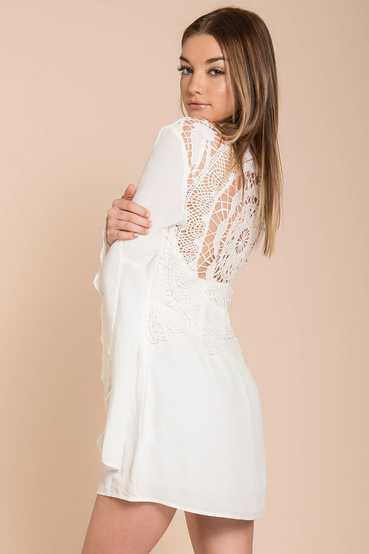 Carmen Bell Sleeve Dress White-Maymioy