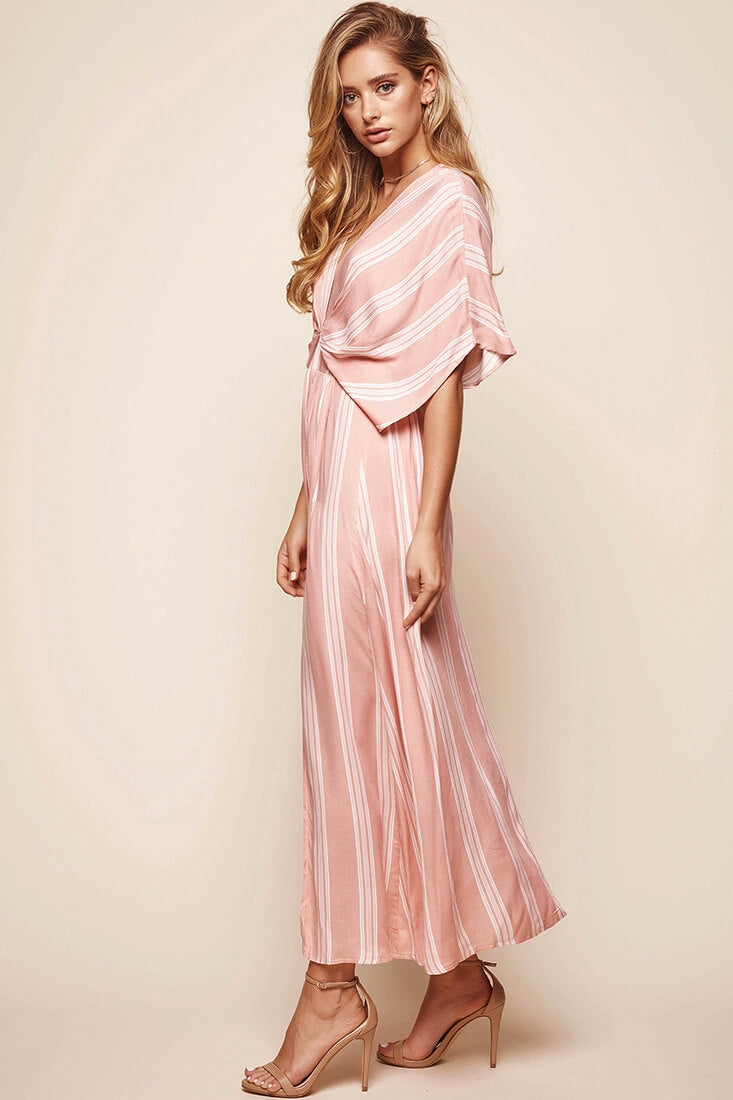 Libby Maxi Dress Peach Stripe-Maymioy