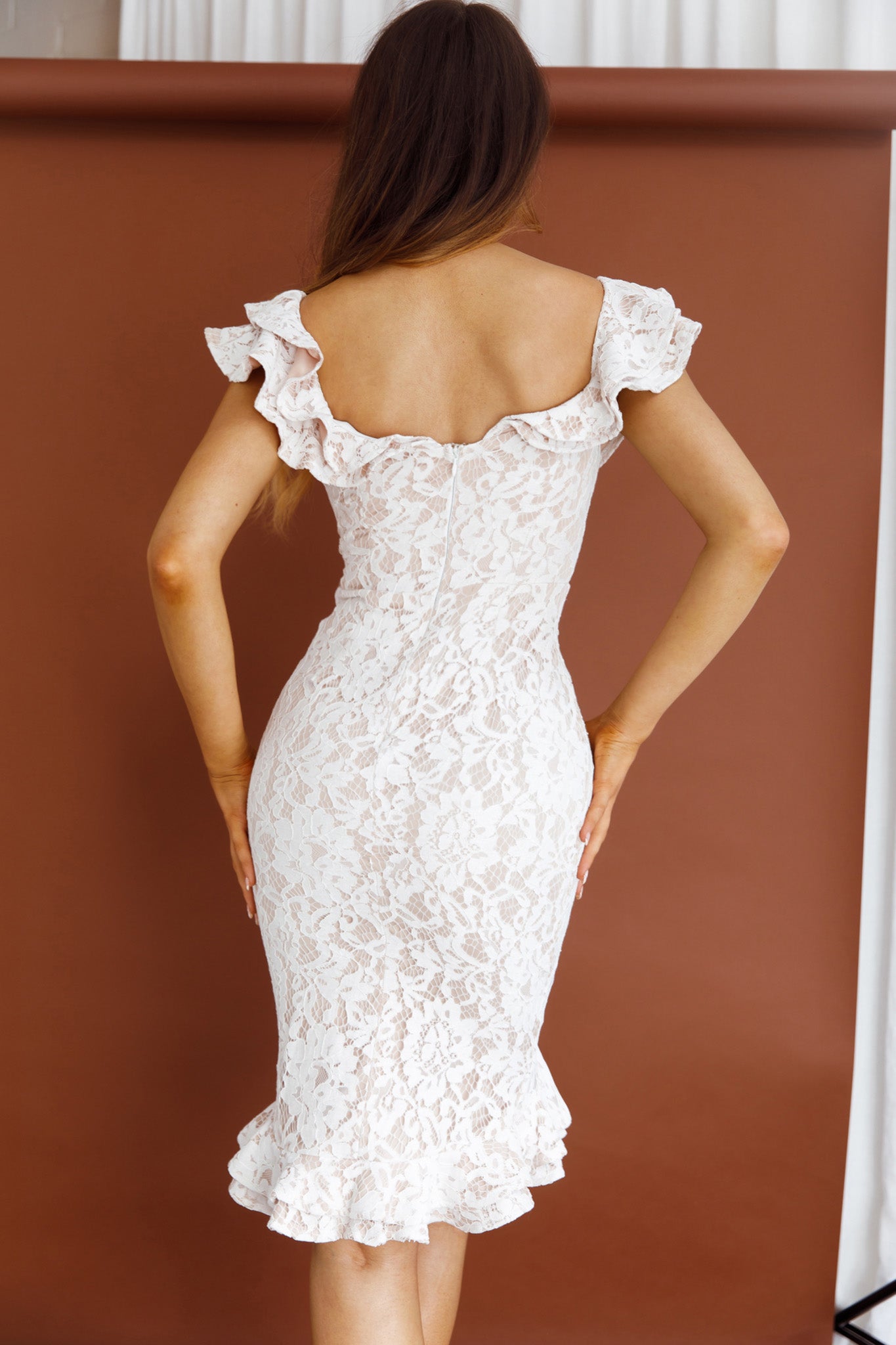 Rossi Off-Shoulder Double Ruffle Lace Dress White-Maymioy