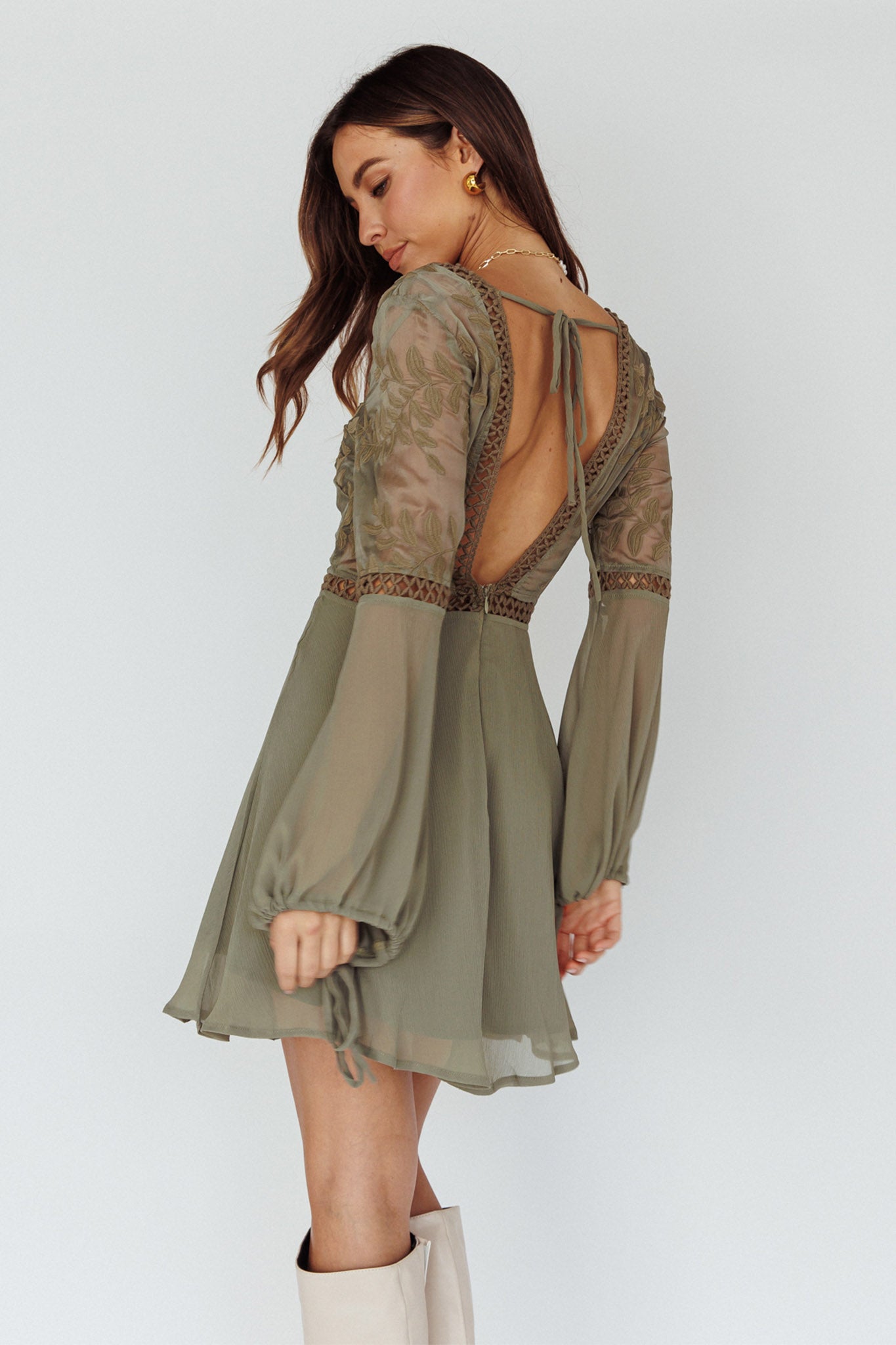 Carson Crochet Details Dress Olive-Maymioy