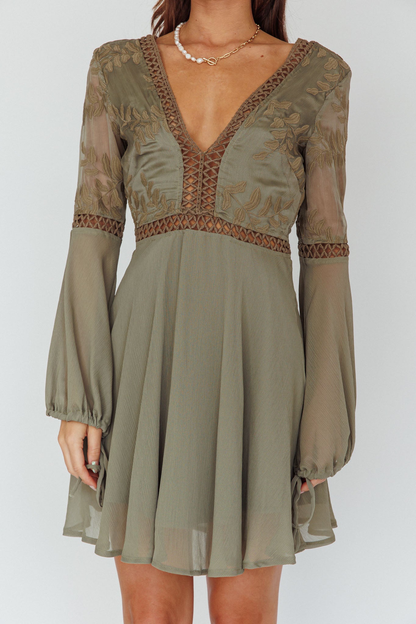 Carson Crochet Details Dress Olive-Maymioy
