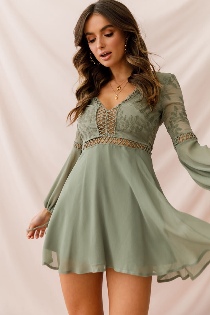 Carson Crochet Details Dress Olive-Maymioy