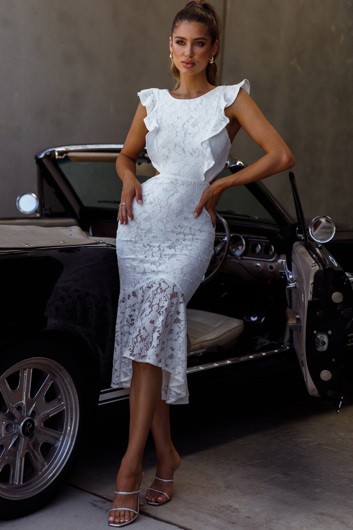 Jackie Pinafore Floral Lace Dress White-Maymioy