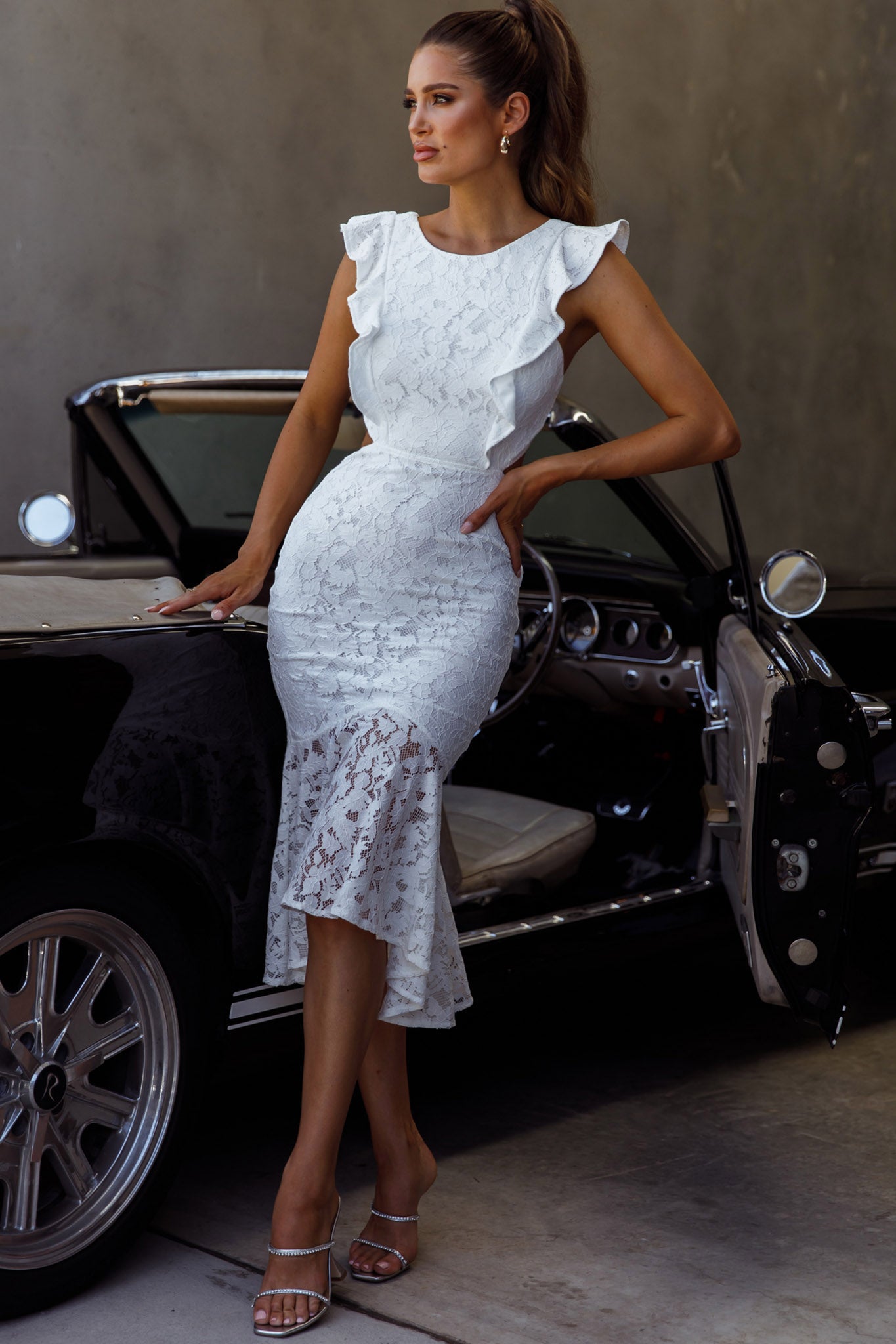 Jackie Pinafore Floral Lace Dress White-Maymioy