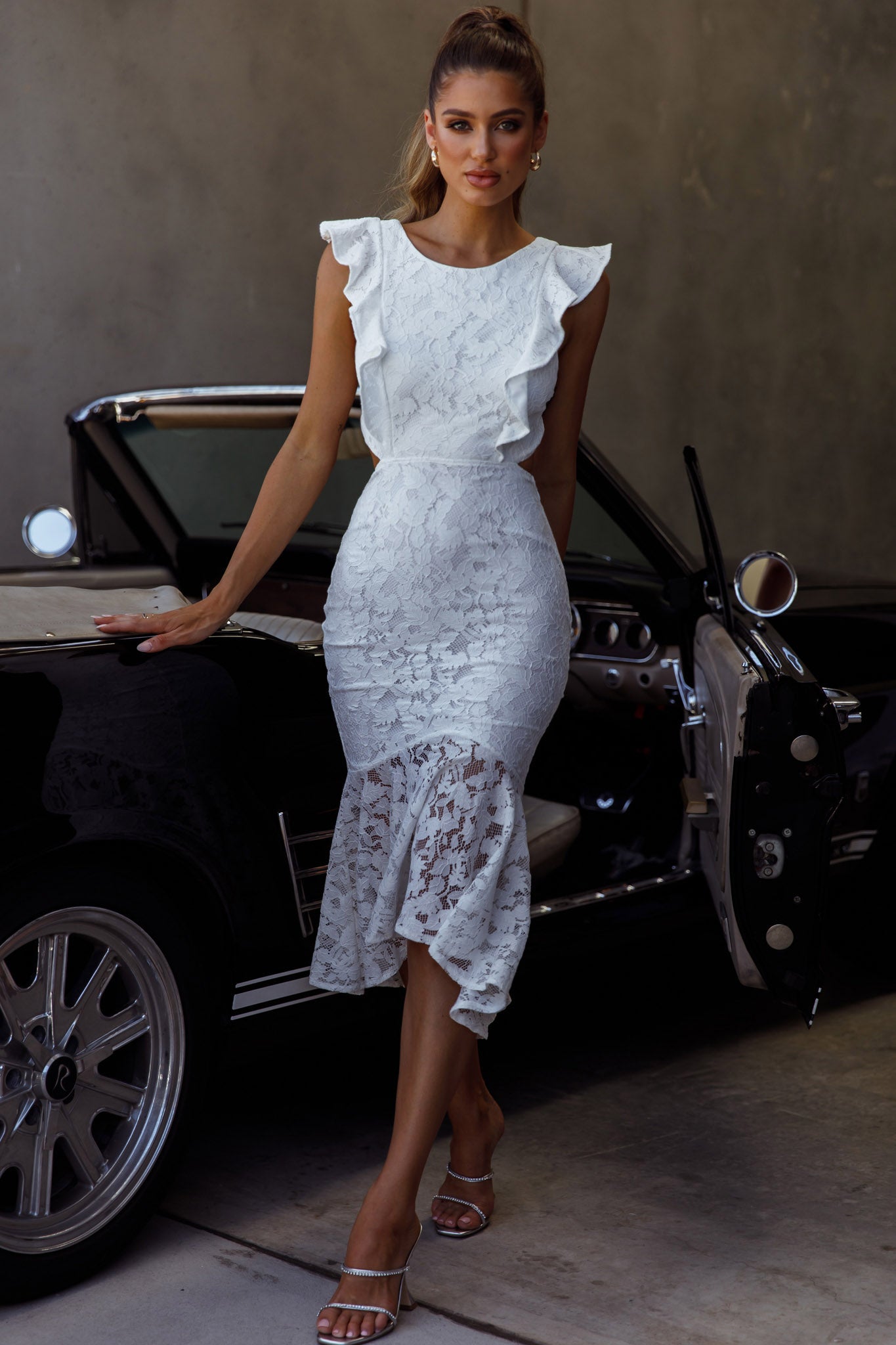 Jackie Pinafore Floral Lace Dress White-Maymioy