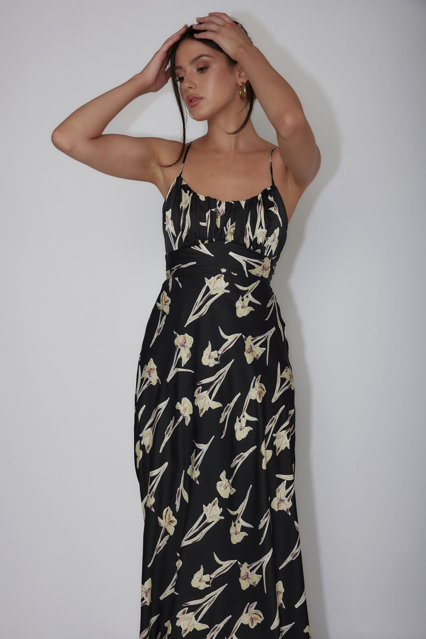 Linka Cami Strap Midi Dress Orchid Black-Maymioy