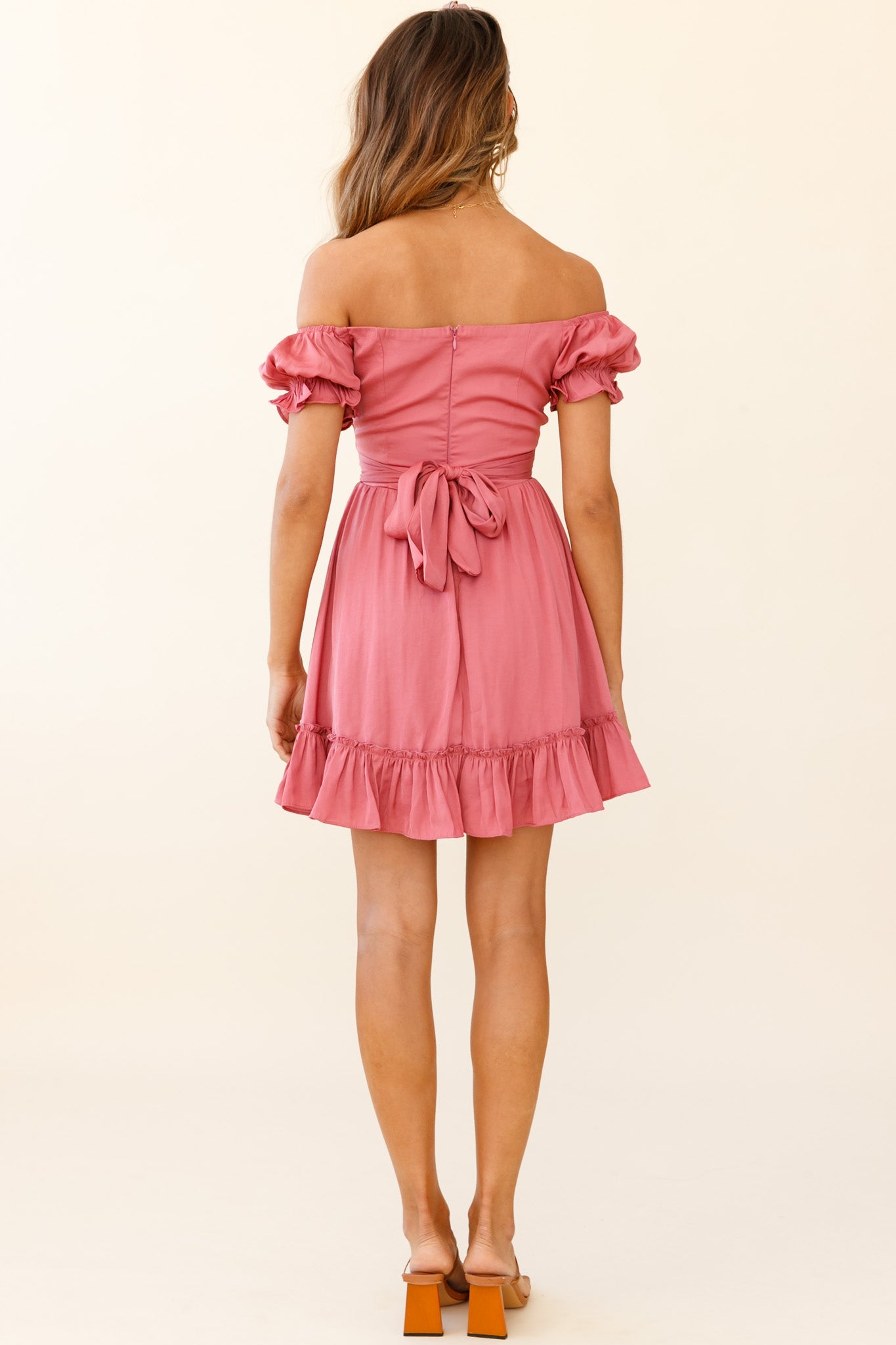 Linka Off-Shoulder Tie Back Dress Rose-Maymioy