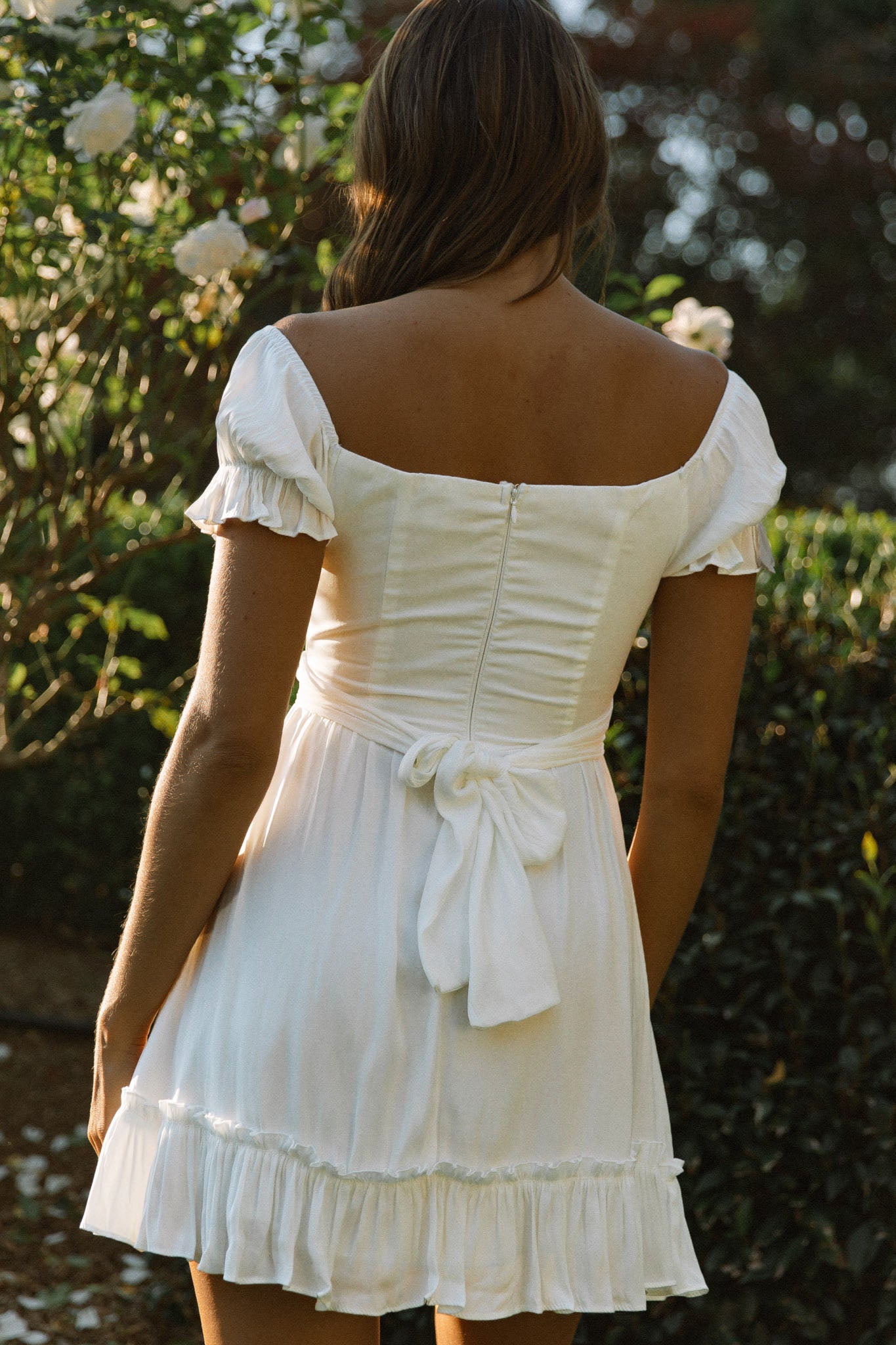 Linka Off-Shoulder Tie Back Dress White-Maymioy
