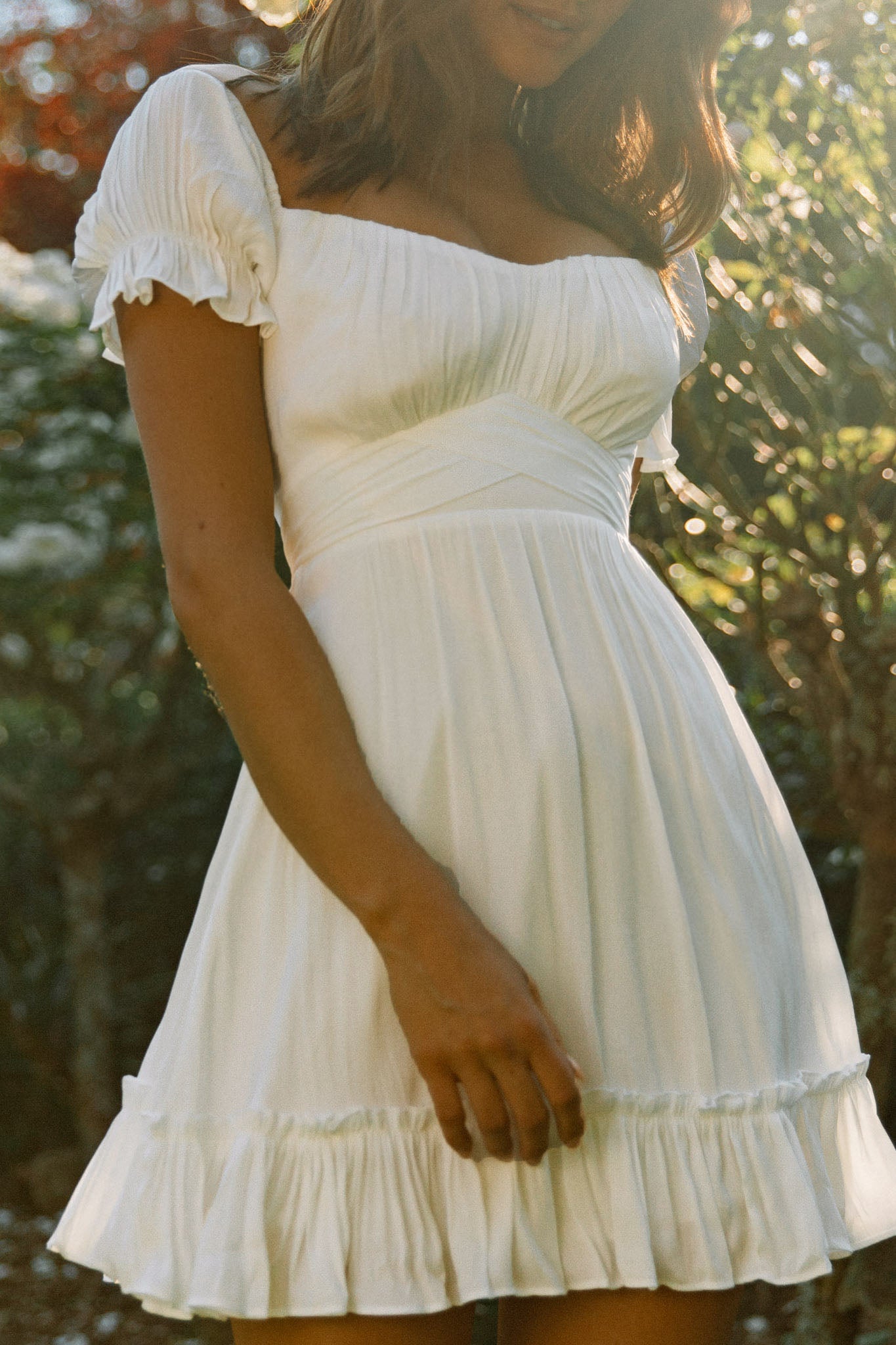 Linka Off-Shoulder Tie Back Dress White-Maymioy