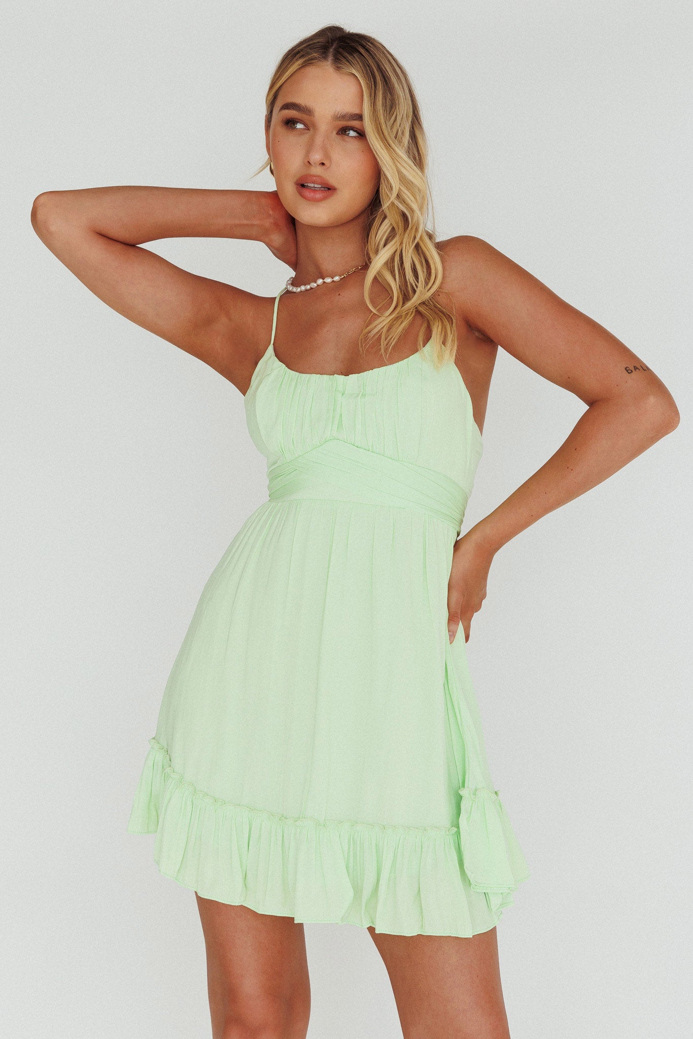 Linka Ruched Bust Criss-Cross Back Dress Apple-Maymioy