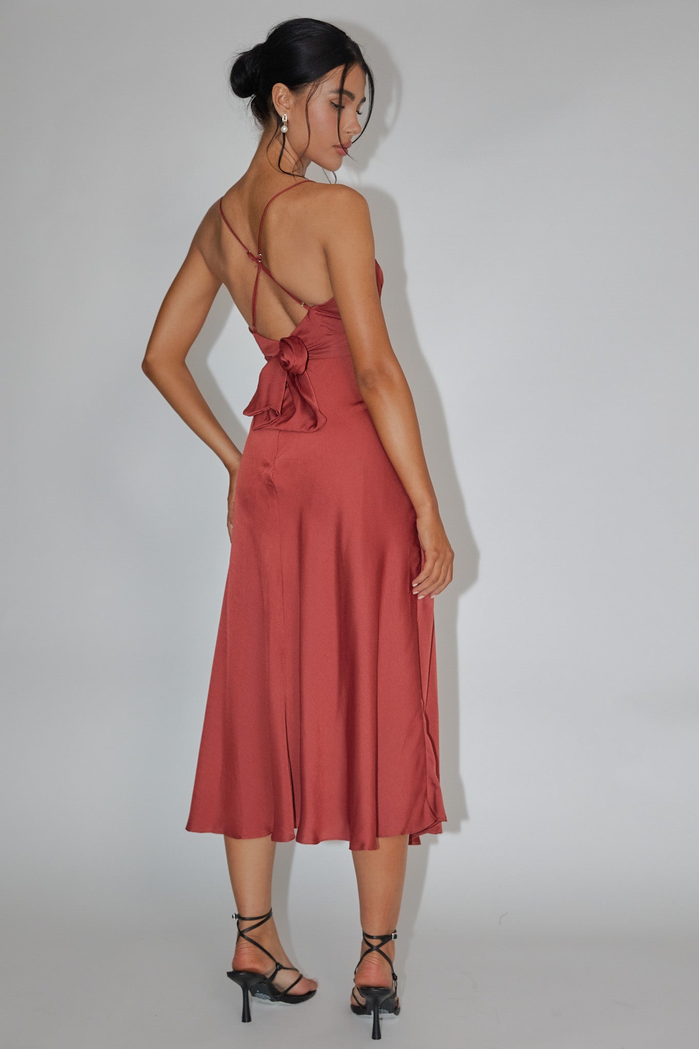 Linka Cami Strap Midi Dress Chocolate-Maymioy