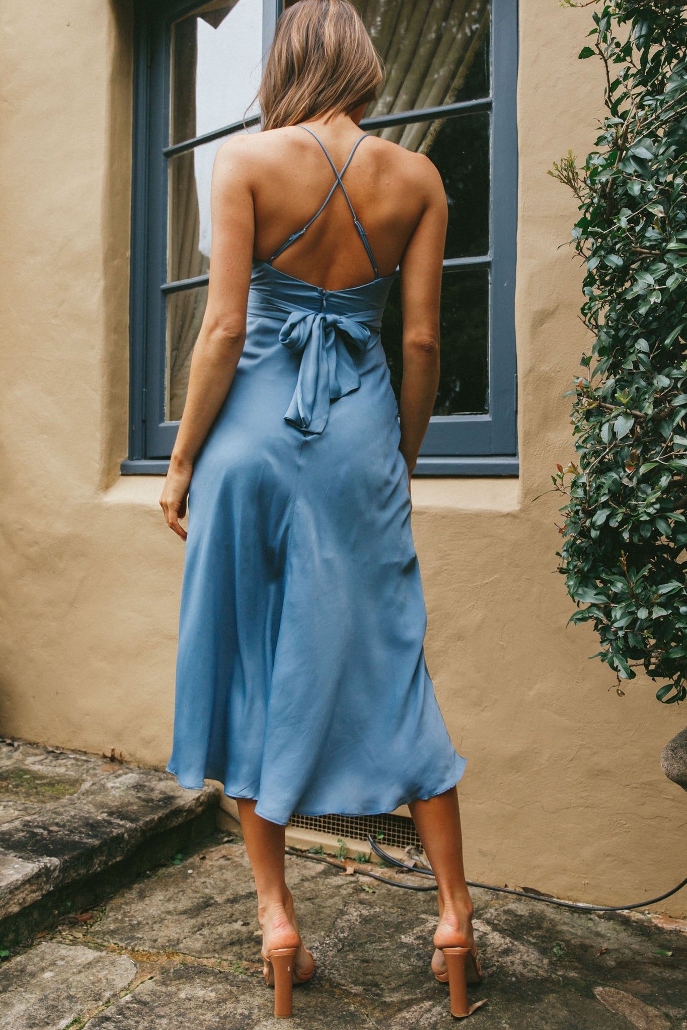 Linka Cami Strap Midi Dress Dusty Blue-Maymioy