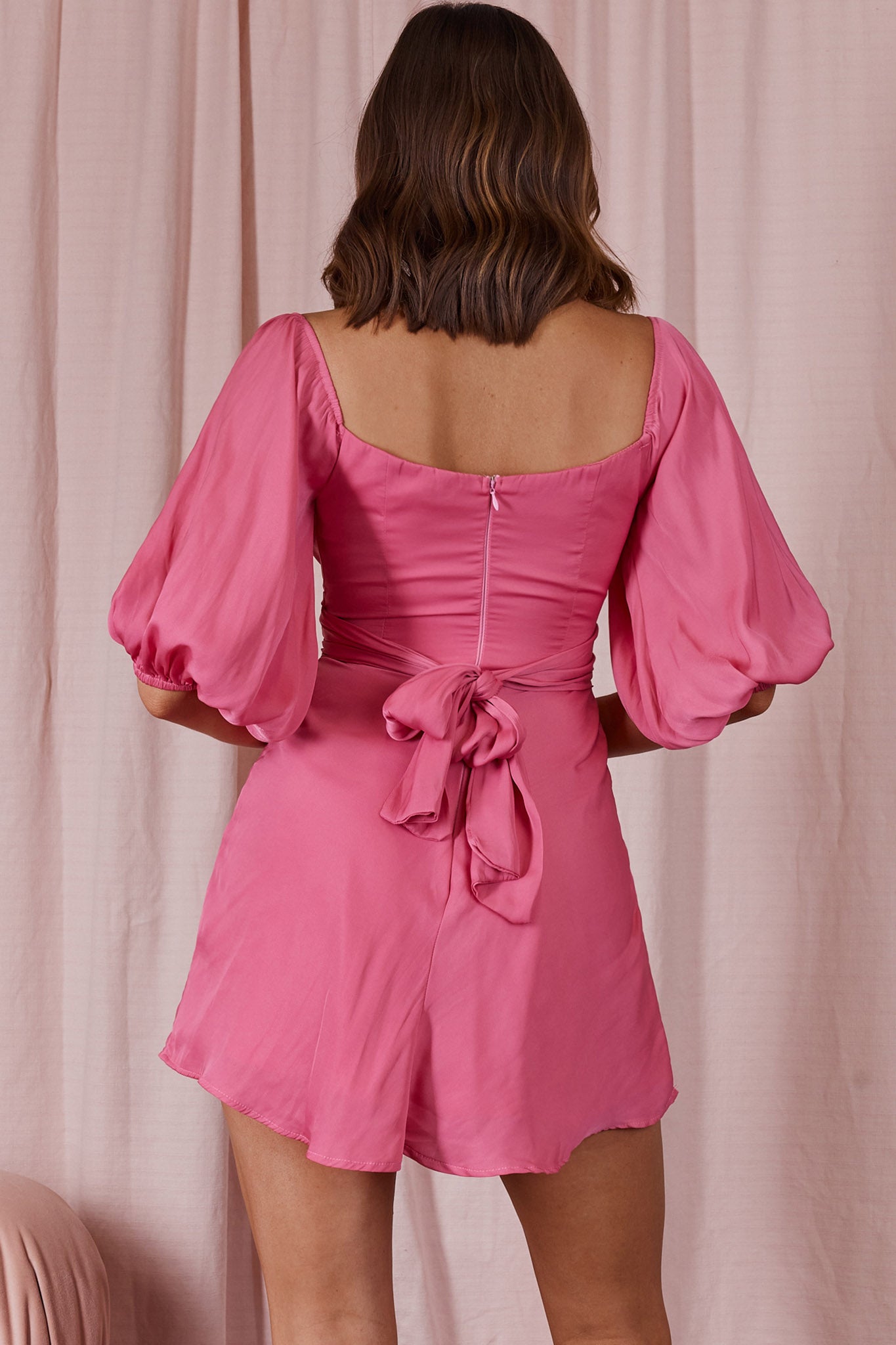 Linka On or Off-Shoulder Half Sleeve Tie-Back Dress Hot Pink-Maymioy