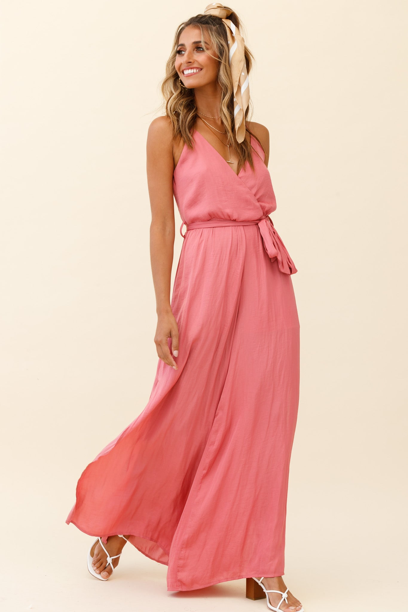 Miso Wide-Leg Cami Jumpsuit Rose-Maymioy