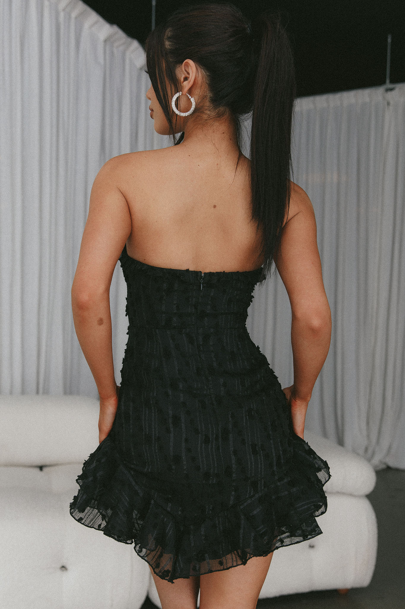 Cece Embellished Bandeau Dress Black-Maymioy