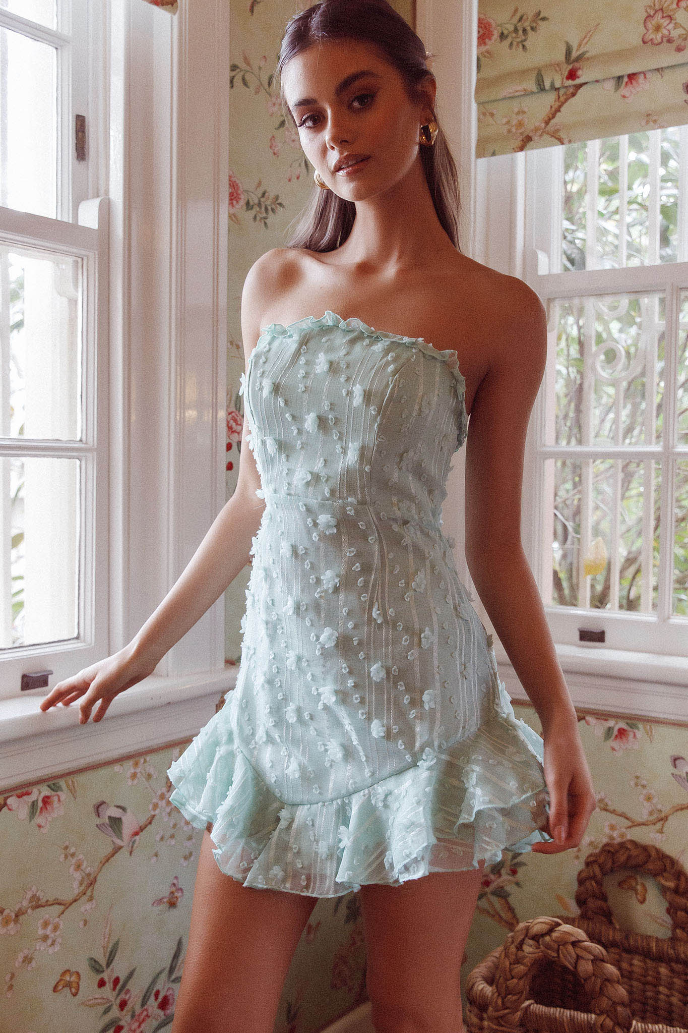Cece Embellished Bandeau Dress Sage-Maymioy