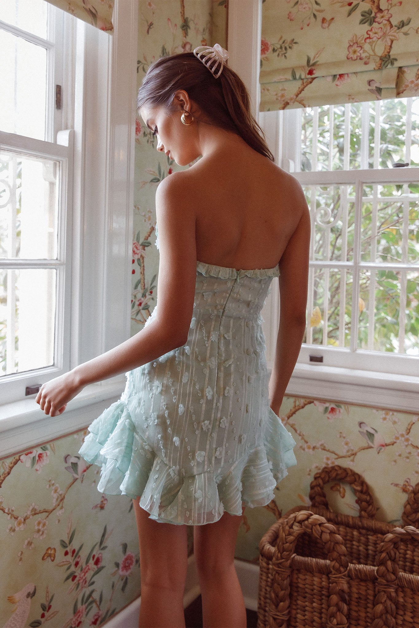 Cece Embellished Bandeau Dress Sage-Maymioy