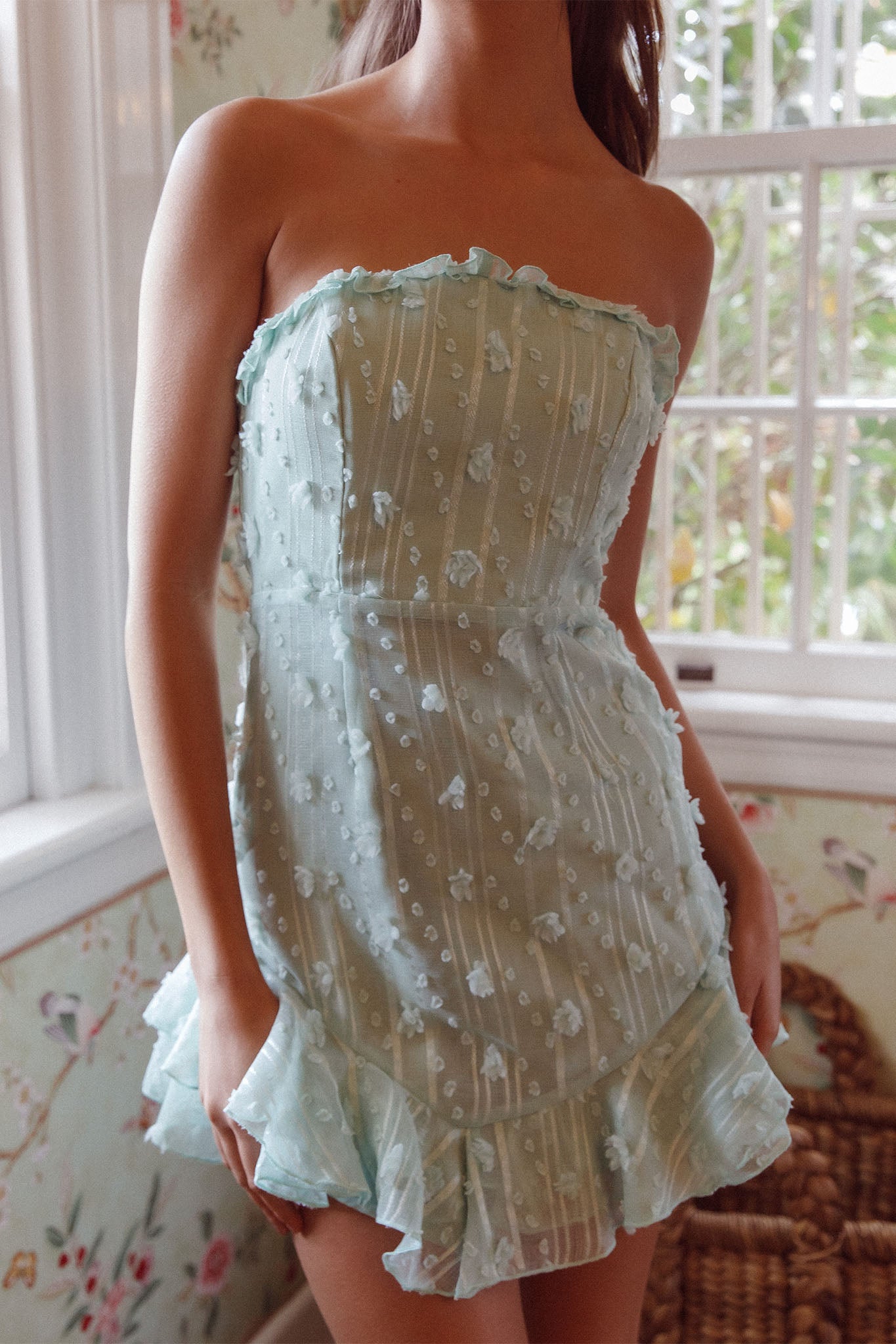 Cece Embellished Bandeau Dress Sage-Maymioy