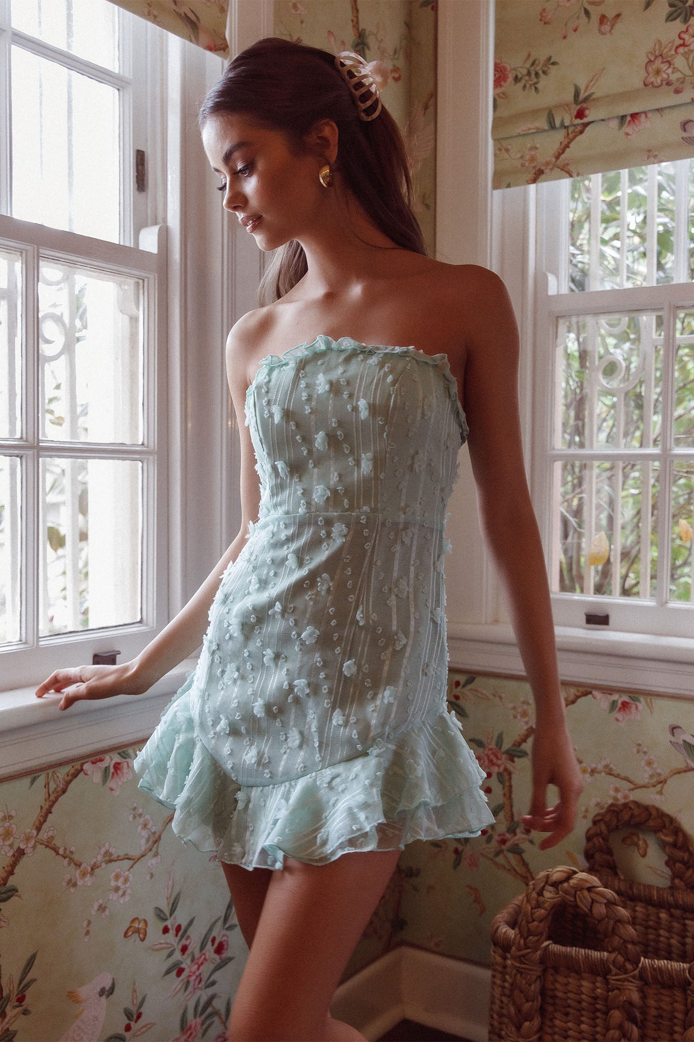 Cece Embellished Bandeau Dress Sage-Maymioy