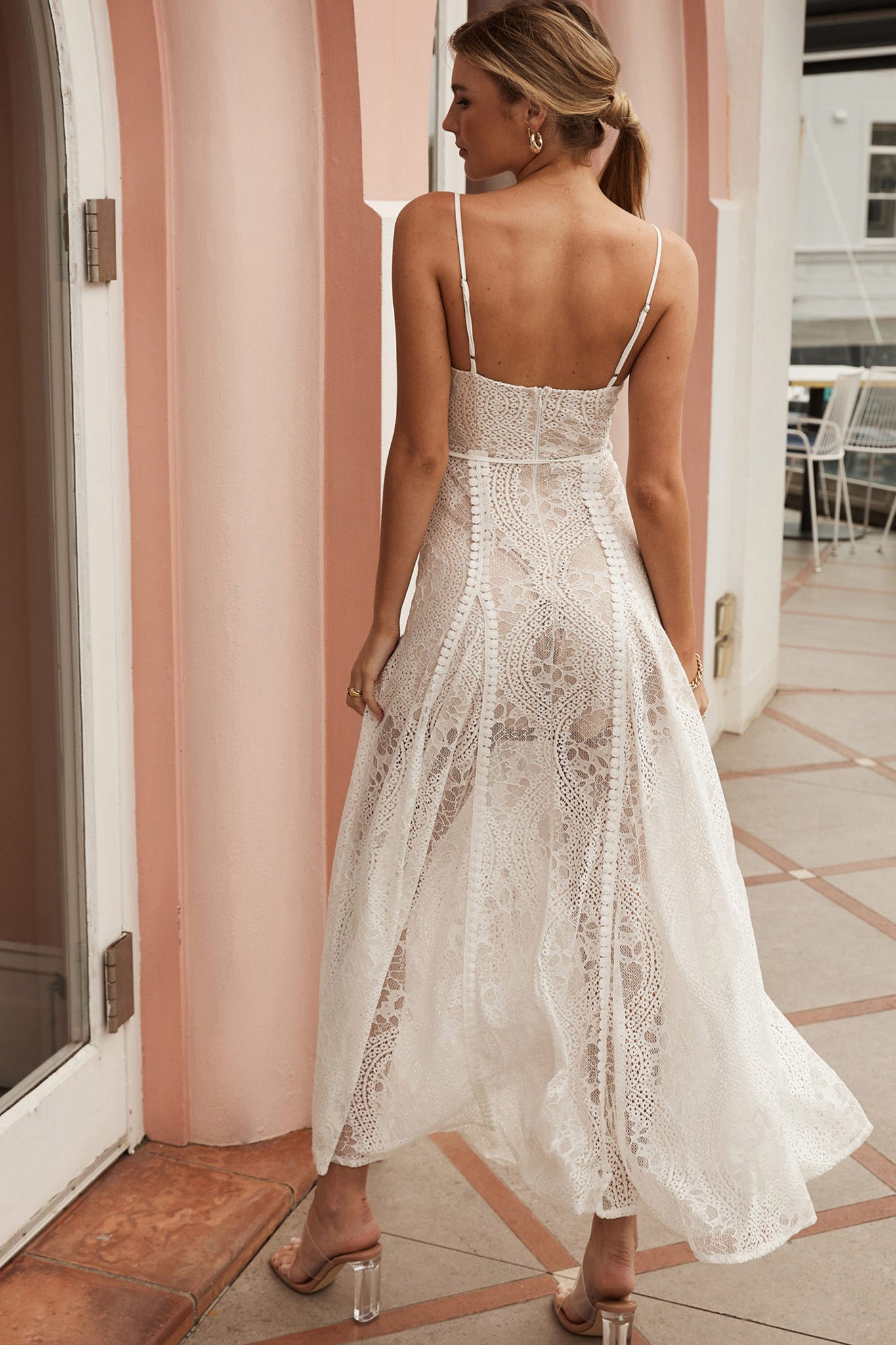 Palm Springs Lace Overlay Maxi Dress White-Maymioy