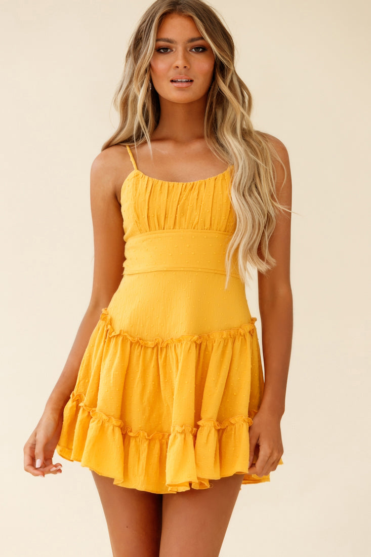 Stolen Moments Cami Strap Ruffle Dress Yellow-Maymioy