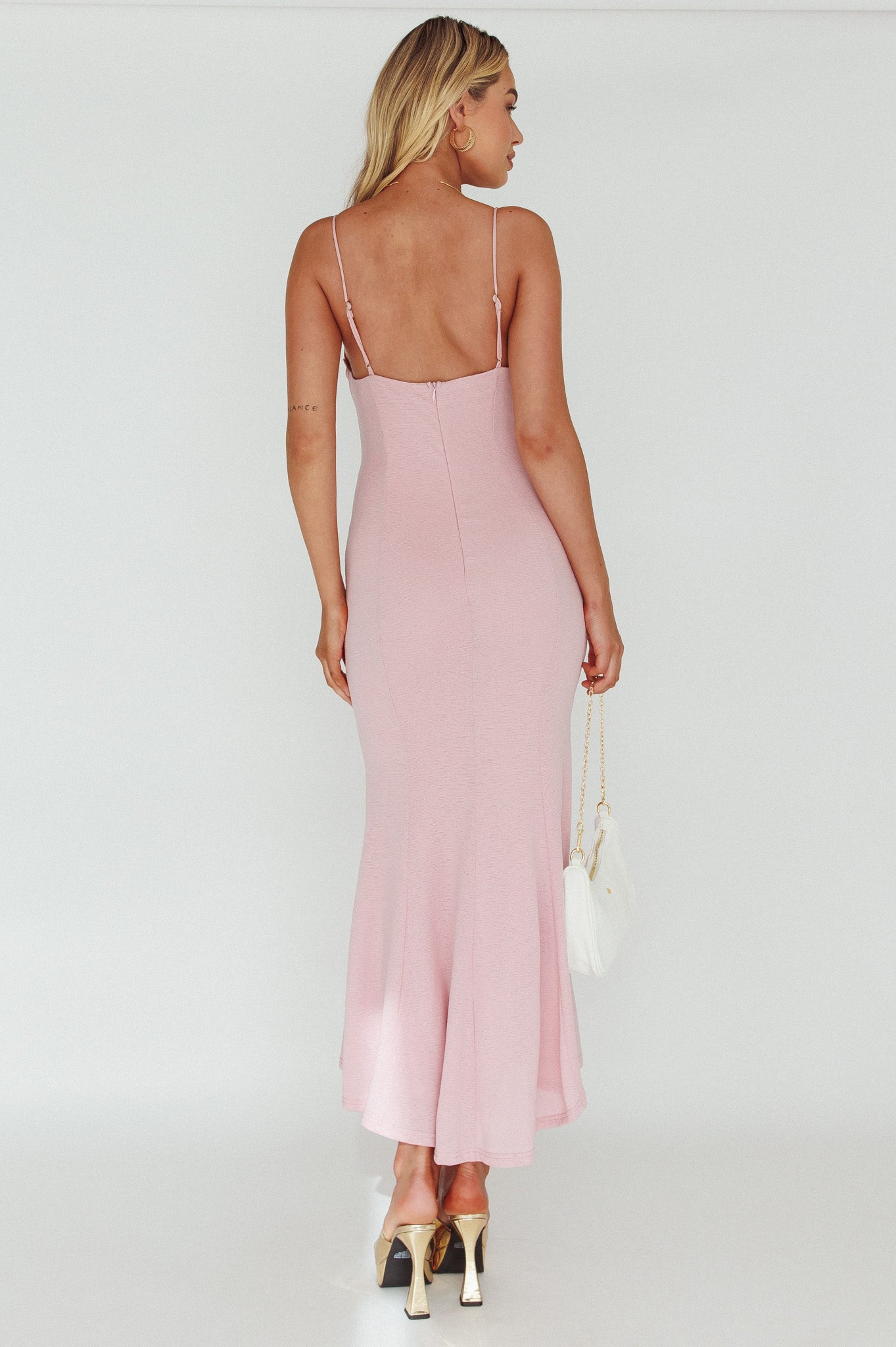 Lake Como Bodycon Maxi Dress Pink-Maymioy
