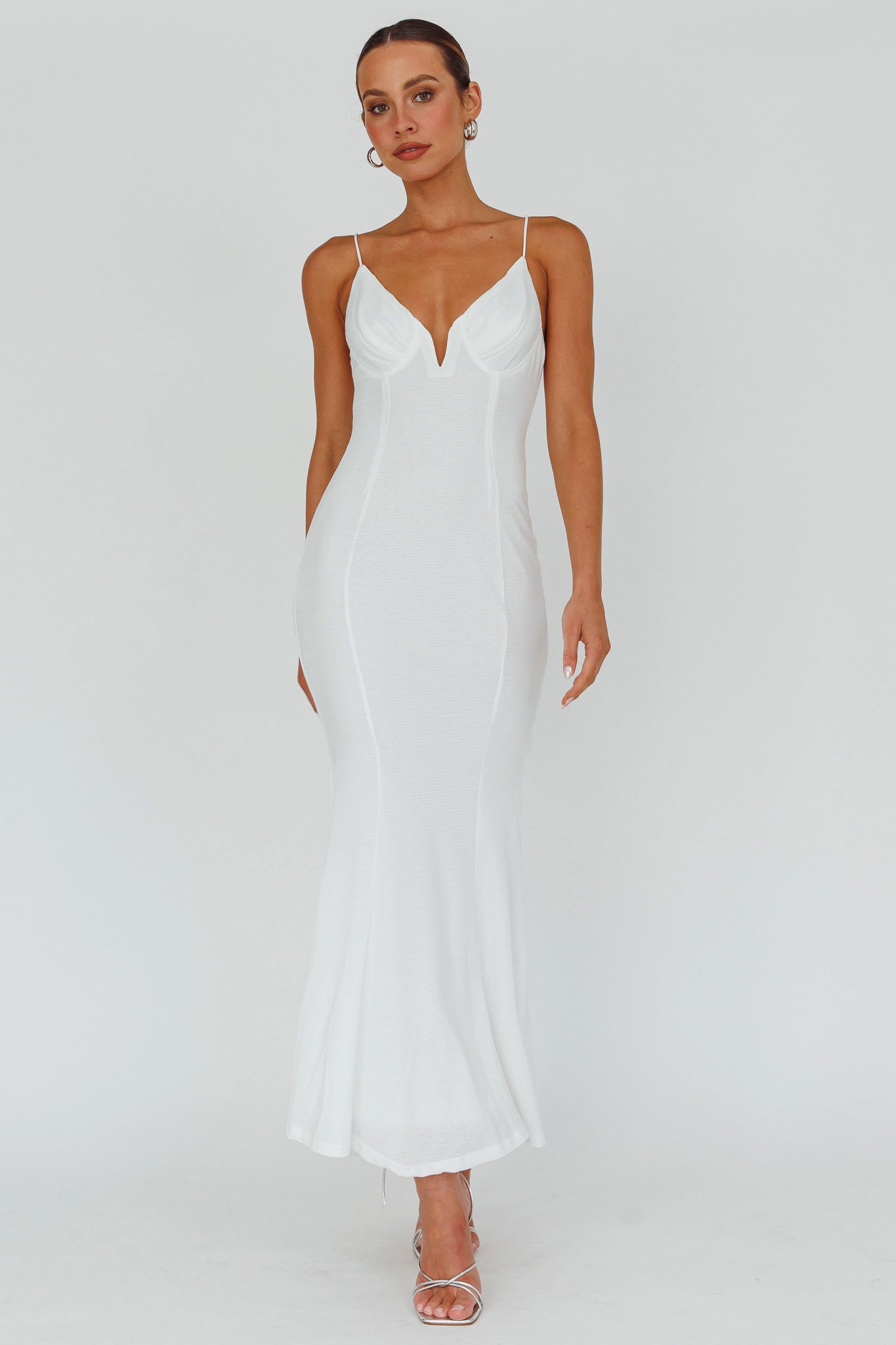 Lake Como Bodycon Maxi Dress White-Maymioy