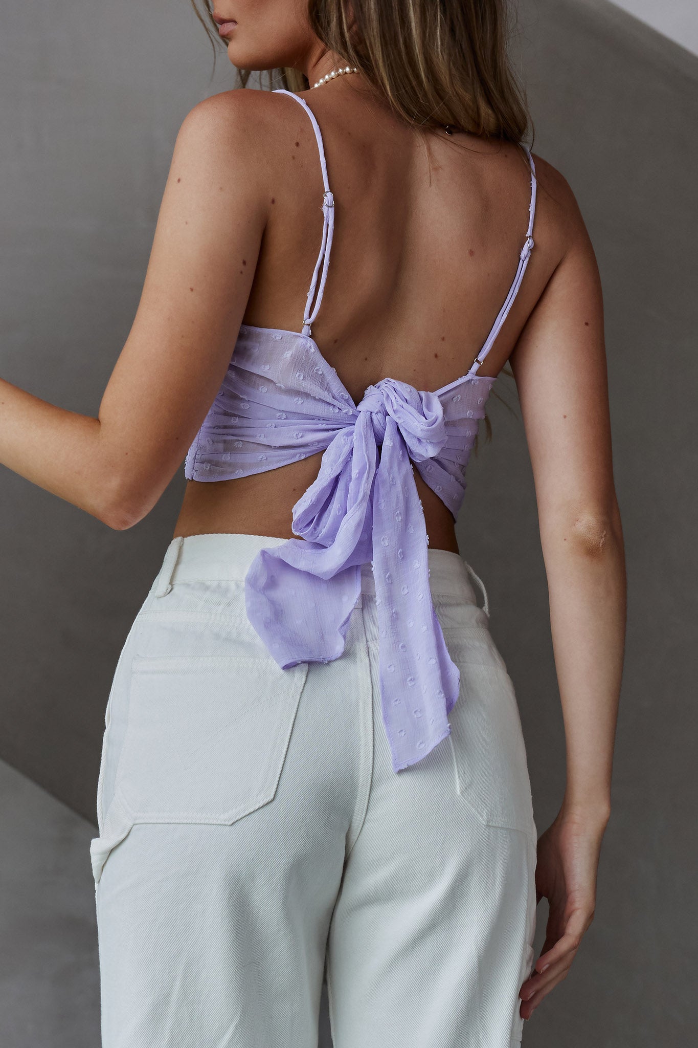 Sunshine Lover Sweetheart Neckline Tied Back Crop Top Lilac-Maymioy