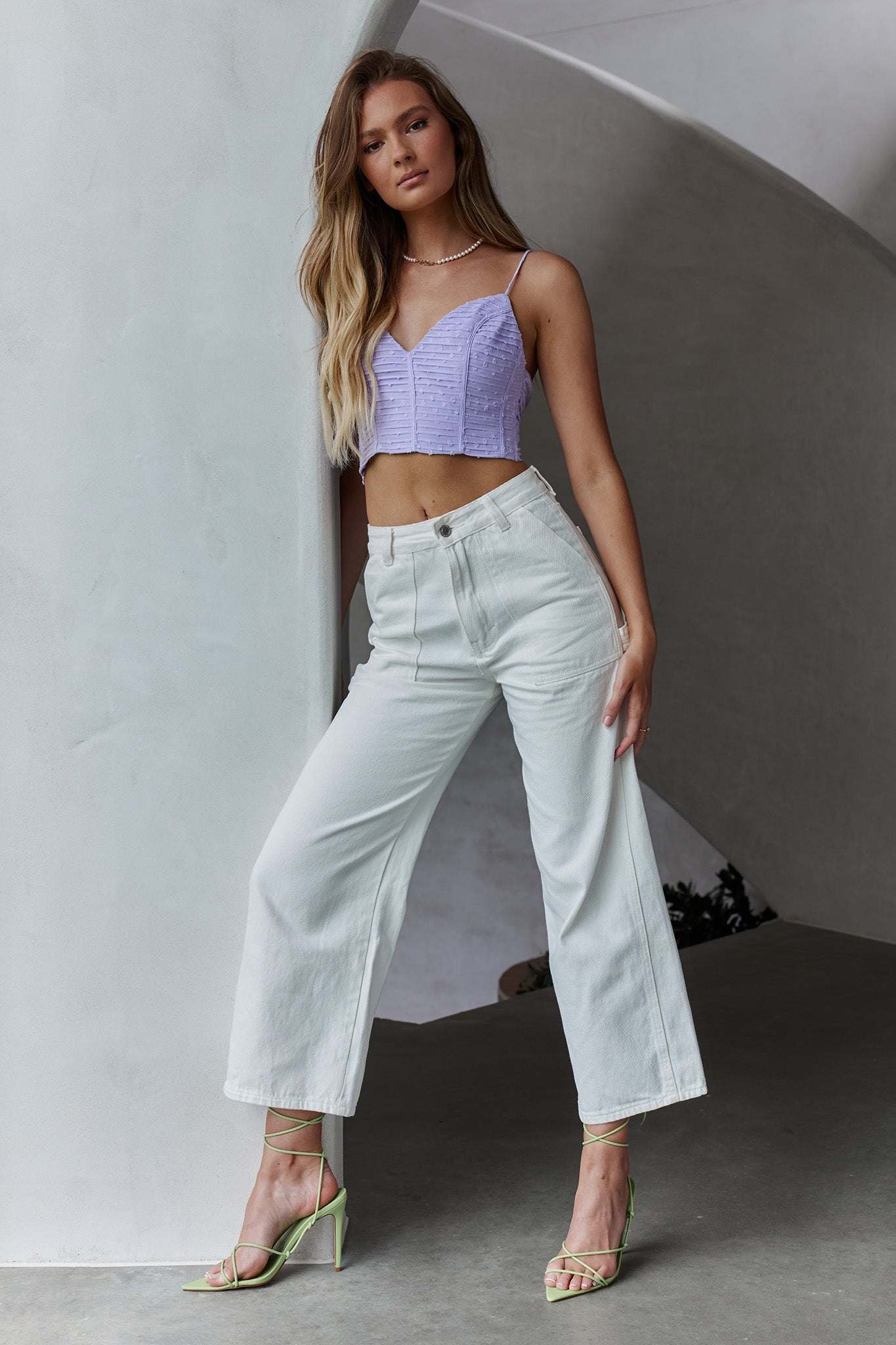 Sunshine Lover Sweetheart Neckline Tied Back Crop Top Lilac-Maymioy