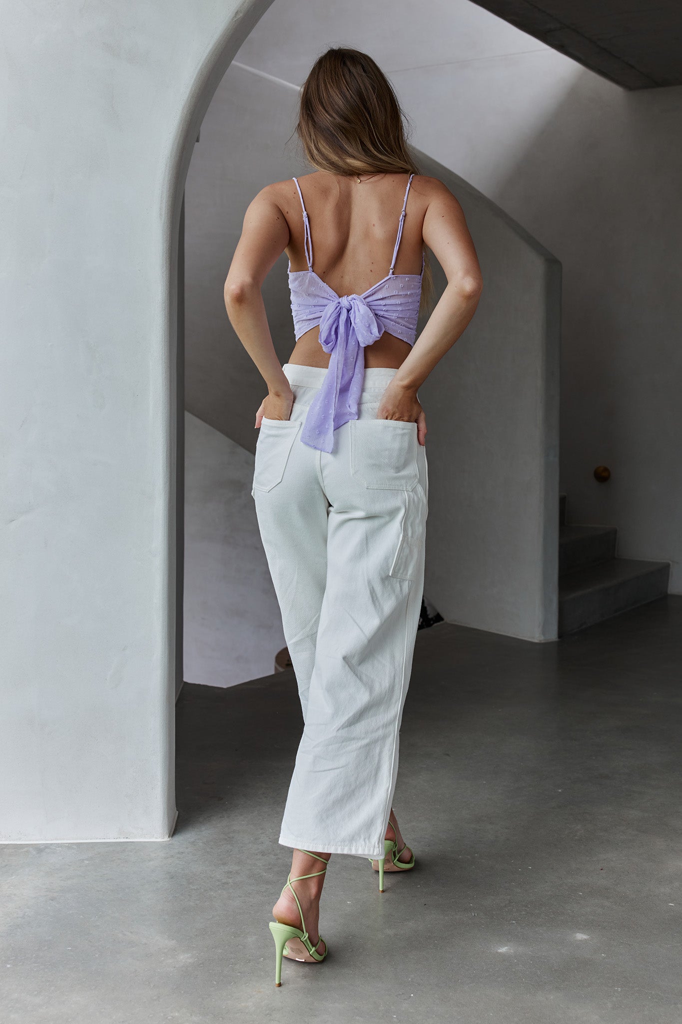Sunshine Lover Sweetheart Neckline Tied Back Crop Top Lilac-Maymioy