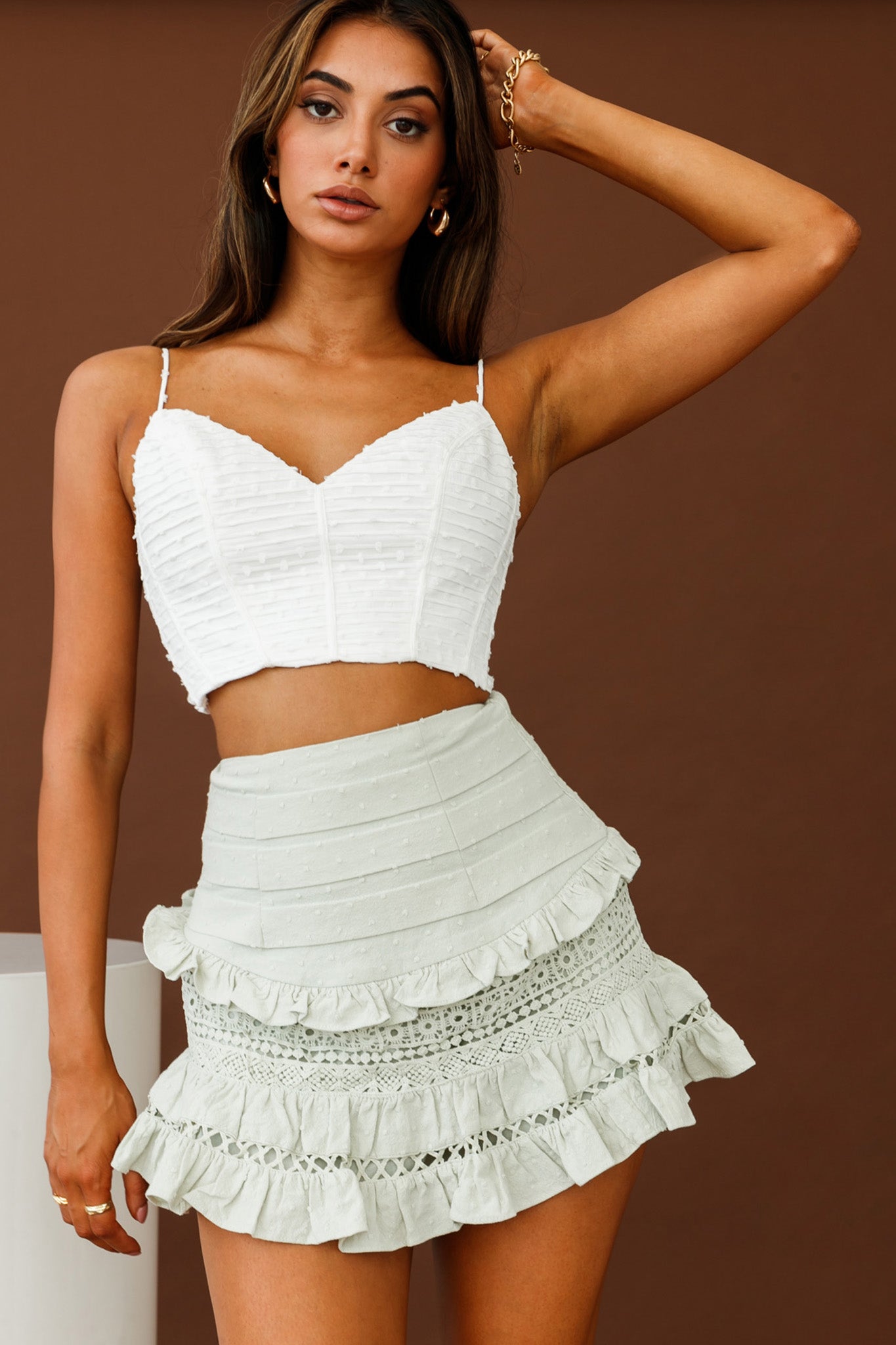 Sunshine Lover Sweetheart Neckline Tied Back Crop Top White-Maymioy