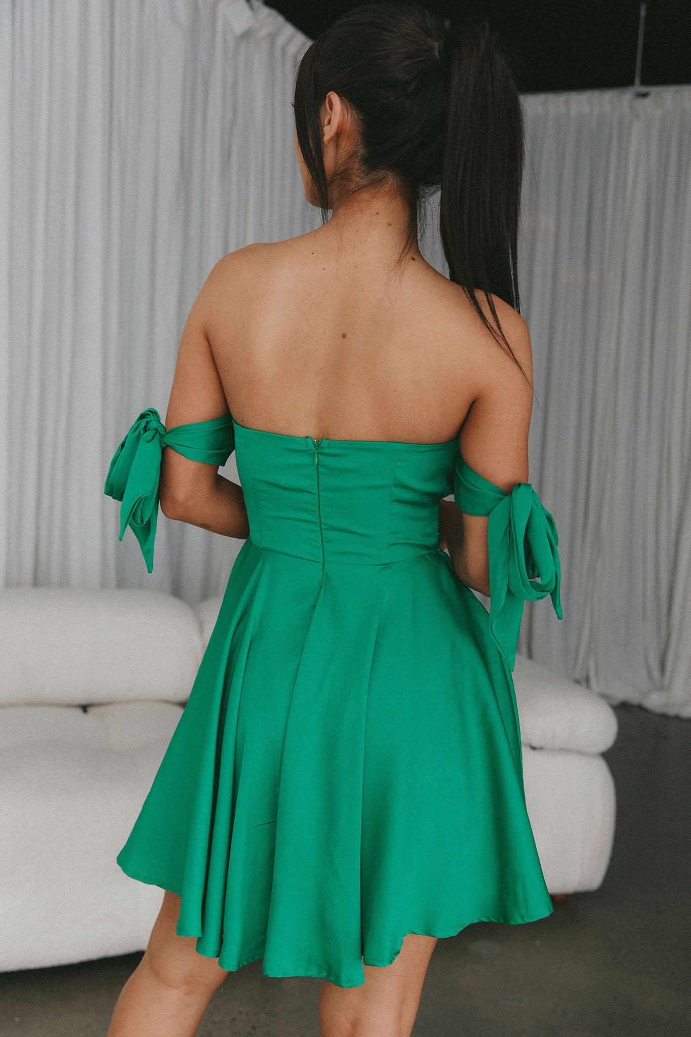 One Sweet Day Off Shoulder A-Line Dress Jade-Maymioy