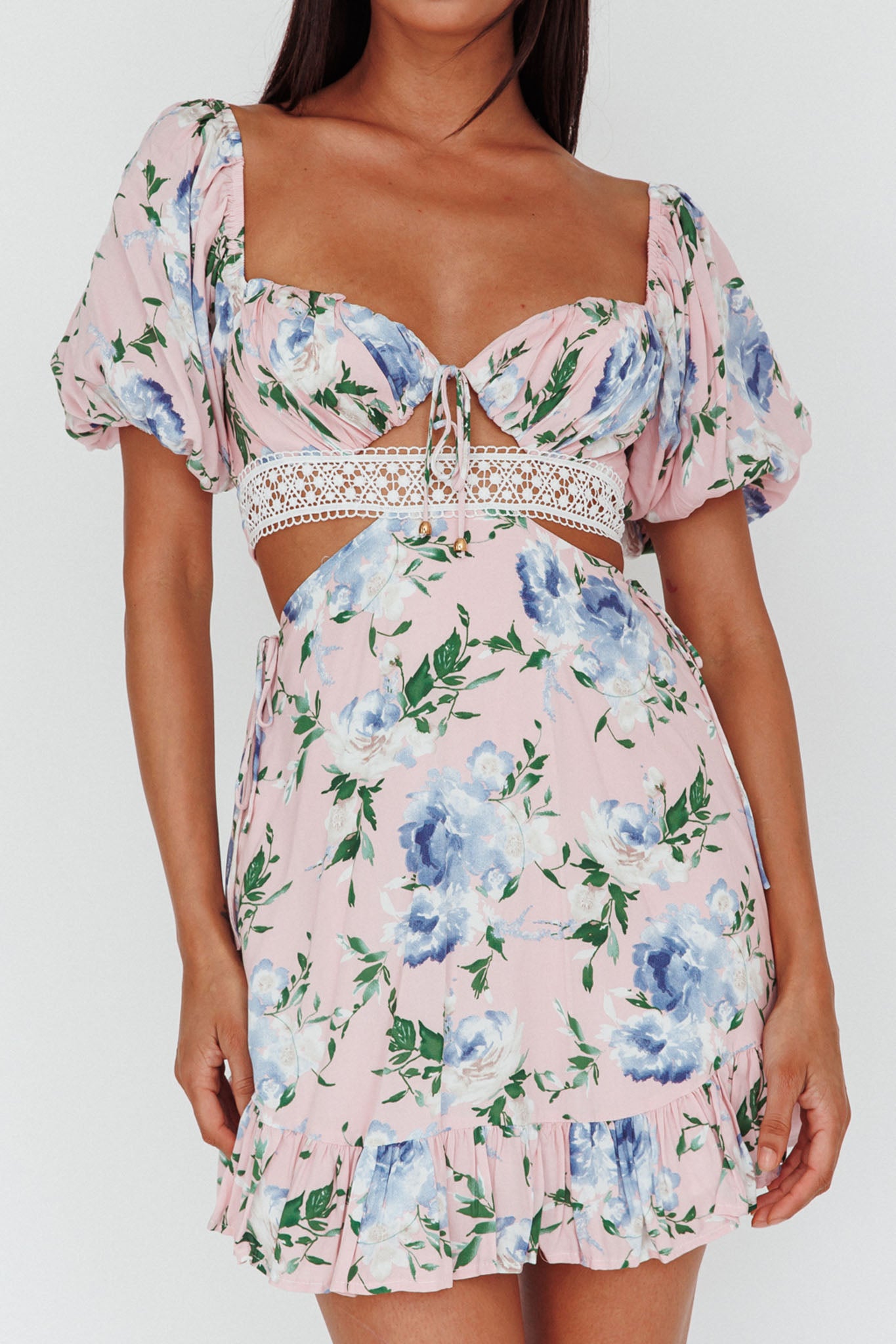 Sweet Romance Cut-Out Mini Dress Pink-Maymioy