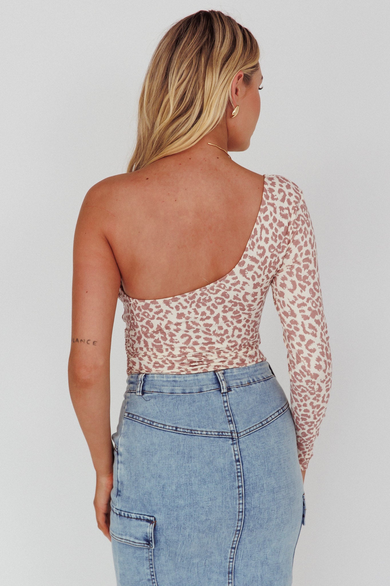 Fifi One Sleeve Bodysuit Leopard Rose-Maymioy