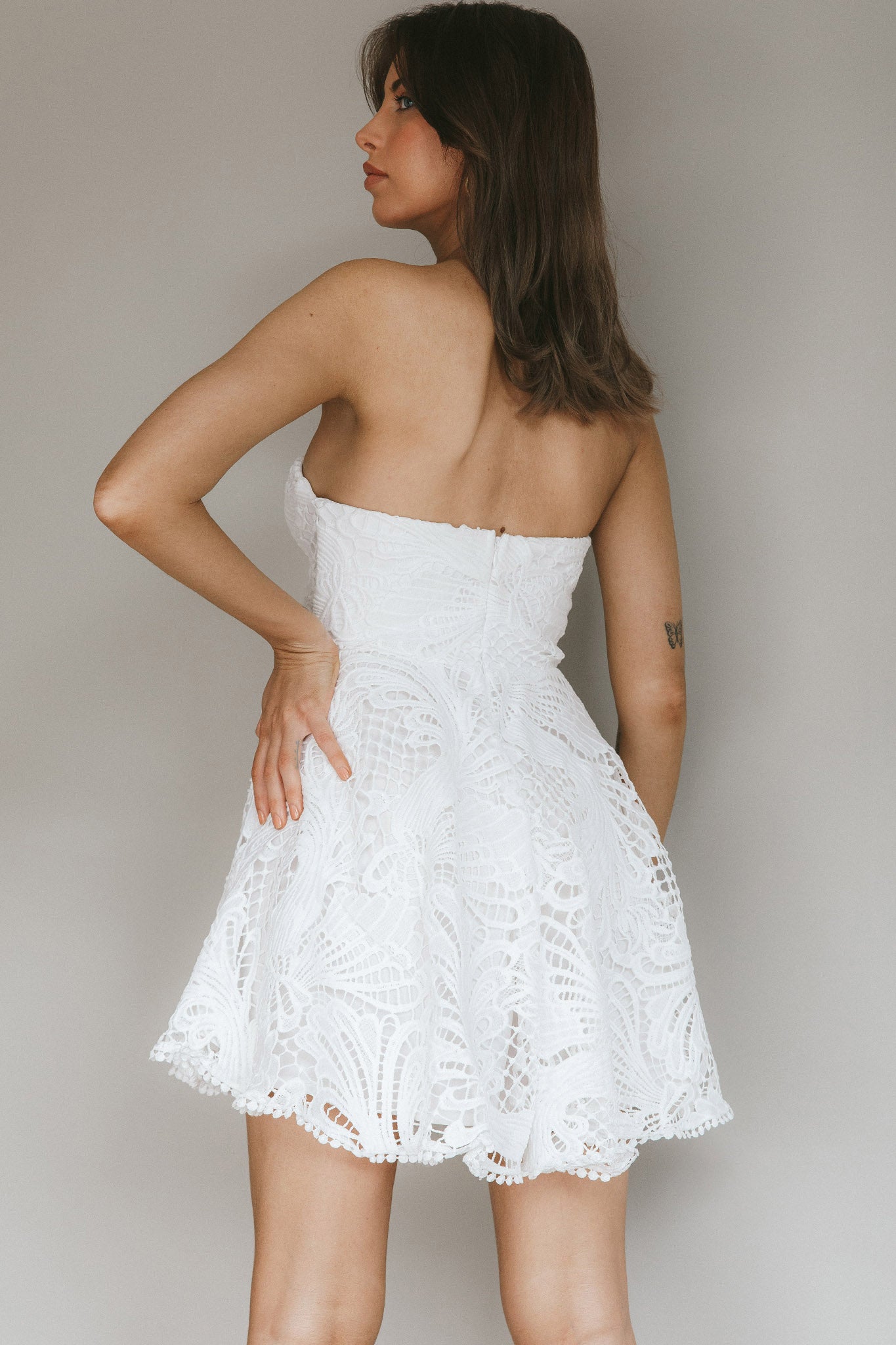 Cheyenne Sweetheart Neckline A-Line Dress White-Maymioy