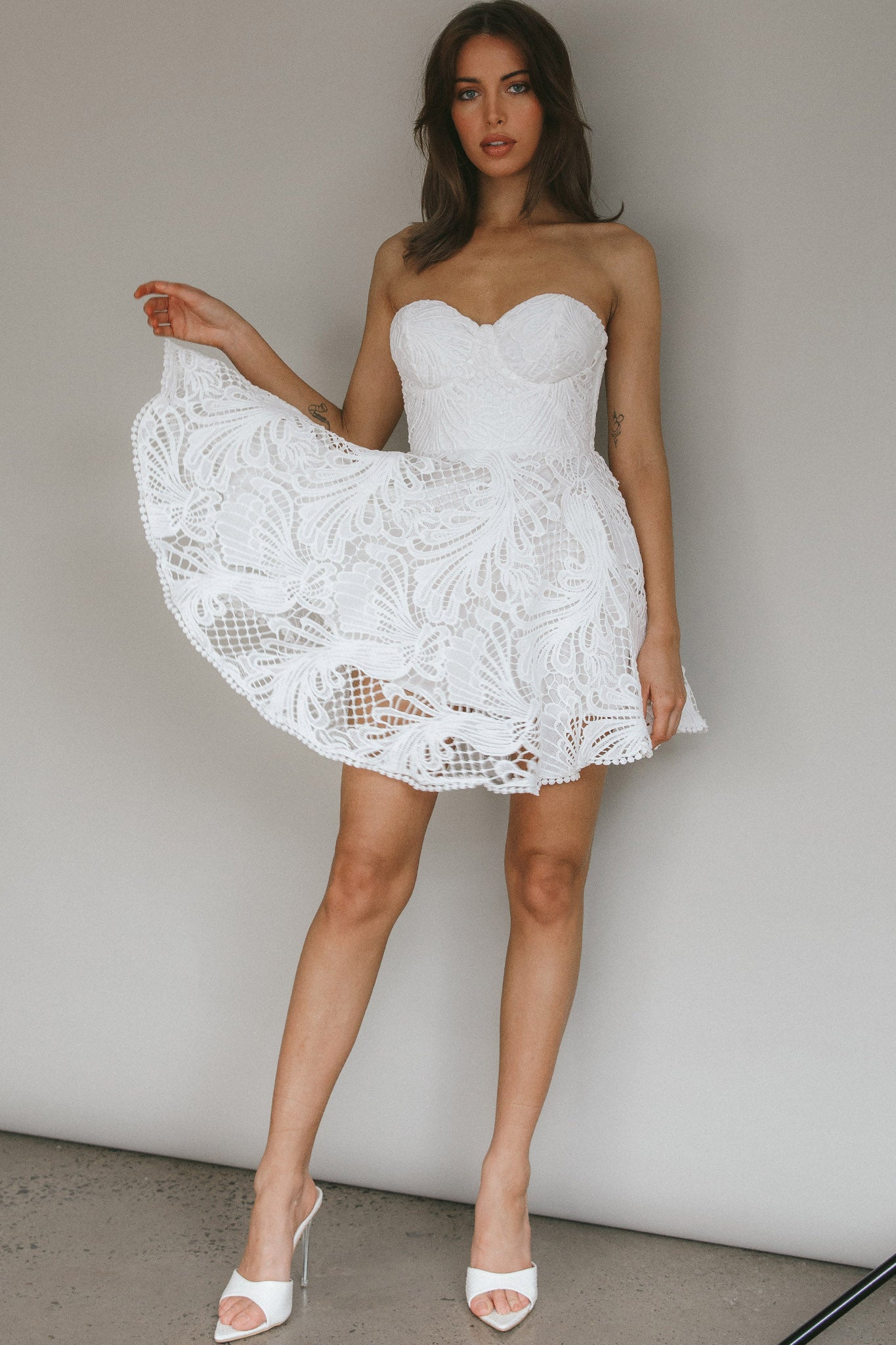 Cheyenne Sweetheart Neckline A-Line Dress White-Maymioy